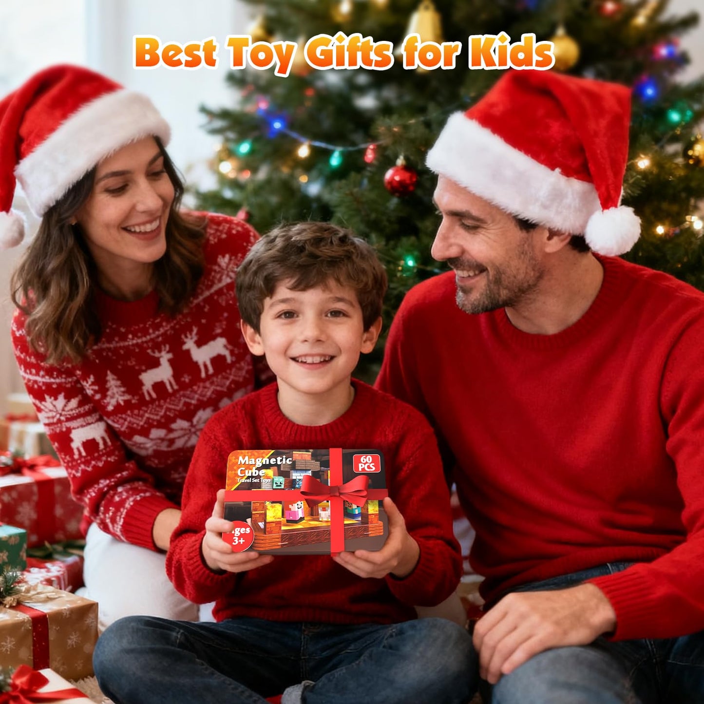 60 PCS Magnetic Blocks with Metal Box, 0.8in Mini Magnetic Building Cubes STEM Toys for Kids Ages 3+, Battle Stage Building Set, Educational Travel Toy for Boys and Girls, Christmas Birthday Gifts