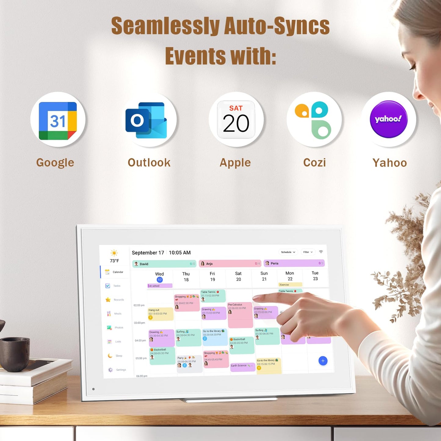 15.6-inch Wall Digital Calendar,Smart WiFi Calendar & Chore Chart,Full HD Touchscreen Interactive Display for Family Schedules-Wall/Desk Mountable Planner,Meeting Reminders & Deadline Tracking