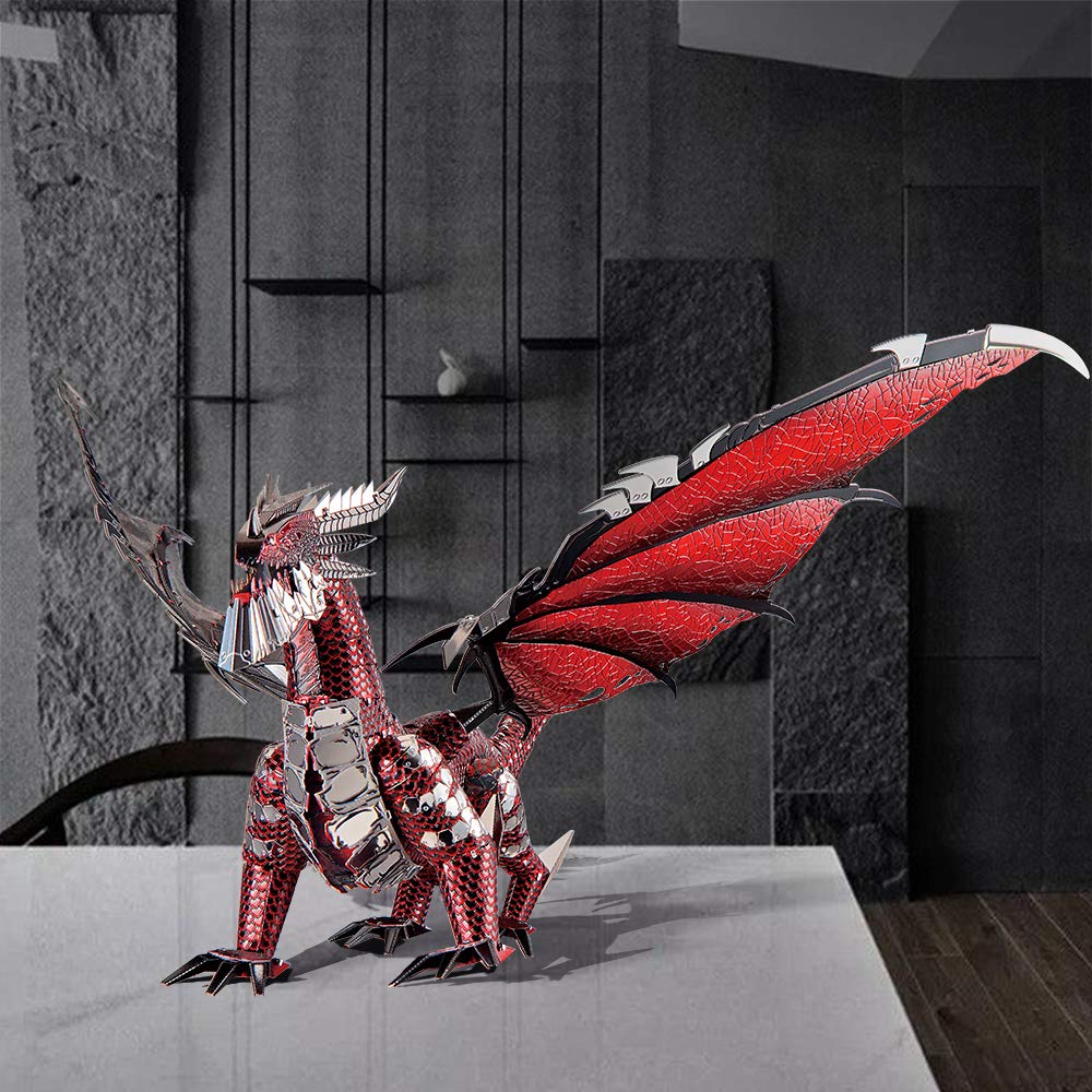 Piececool 3D Metal Model Kits-Black Dragon King, DIY 3D Puzzles for Adults Brain Teaser Puzzles for Teens, Great Birthday New Year Gifts, 107 Pcs