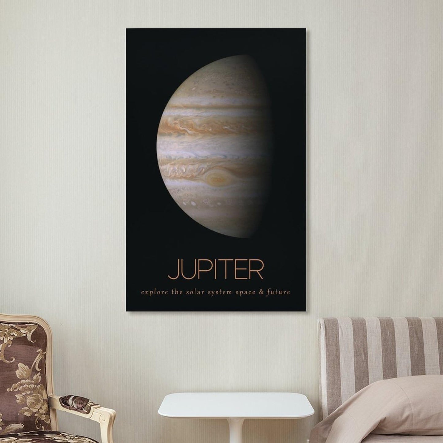 LGDSBHH Minimalist Jupiter Solar System Canvas Wall Art - Educational Space Planet Poster - Science Classroom & Kids Bedroom Decor - 12x18 Inch (Unframed)