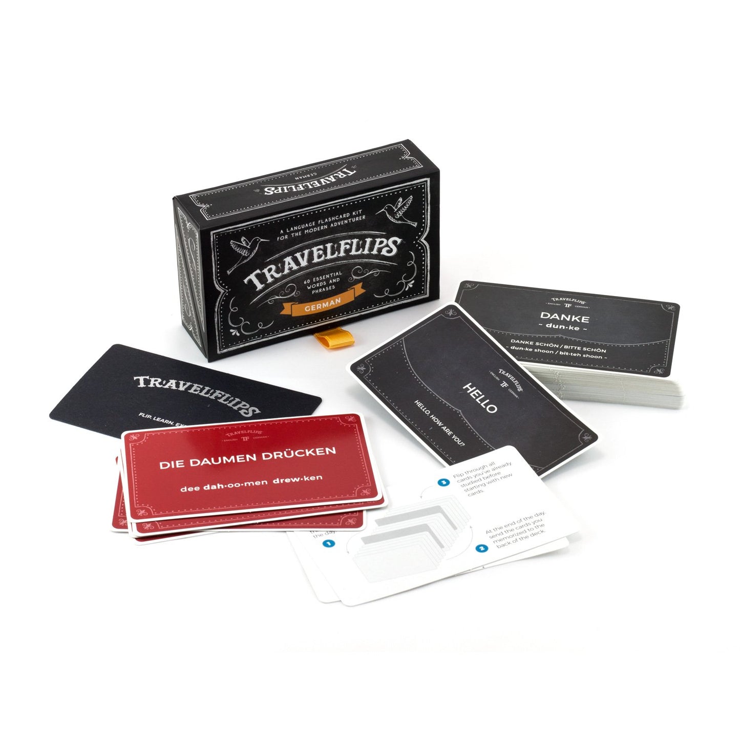 German Flash Cards - Learn German Language Vocabulary Words and Phrases - Basic Sentences for Beginners - Gift for Travelers, Kids, and Adults by Travelflips
