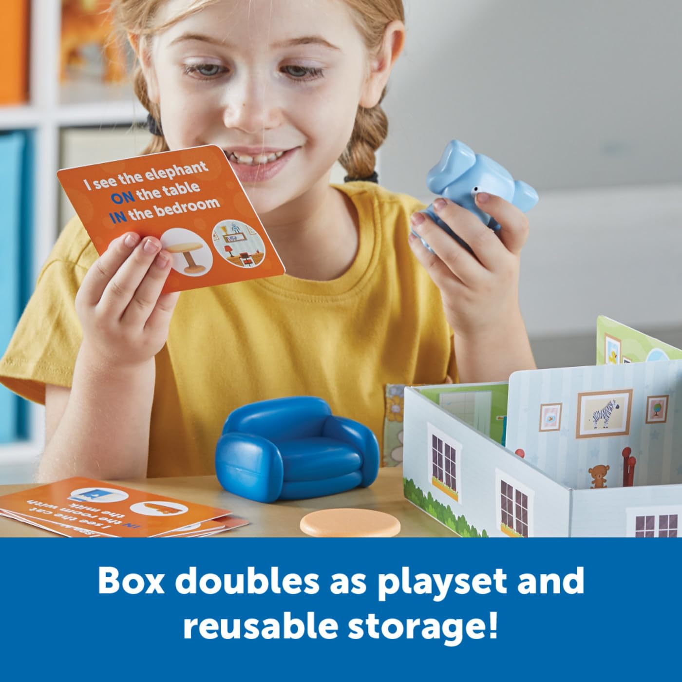 Learning Resources Elephant in the Room Positional Word Activity Set - Toddler Board Games, Language and Critical Thinking Skills, Sentence Building, Language Development, Gifts for Boys and Girls