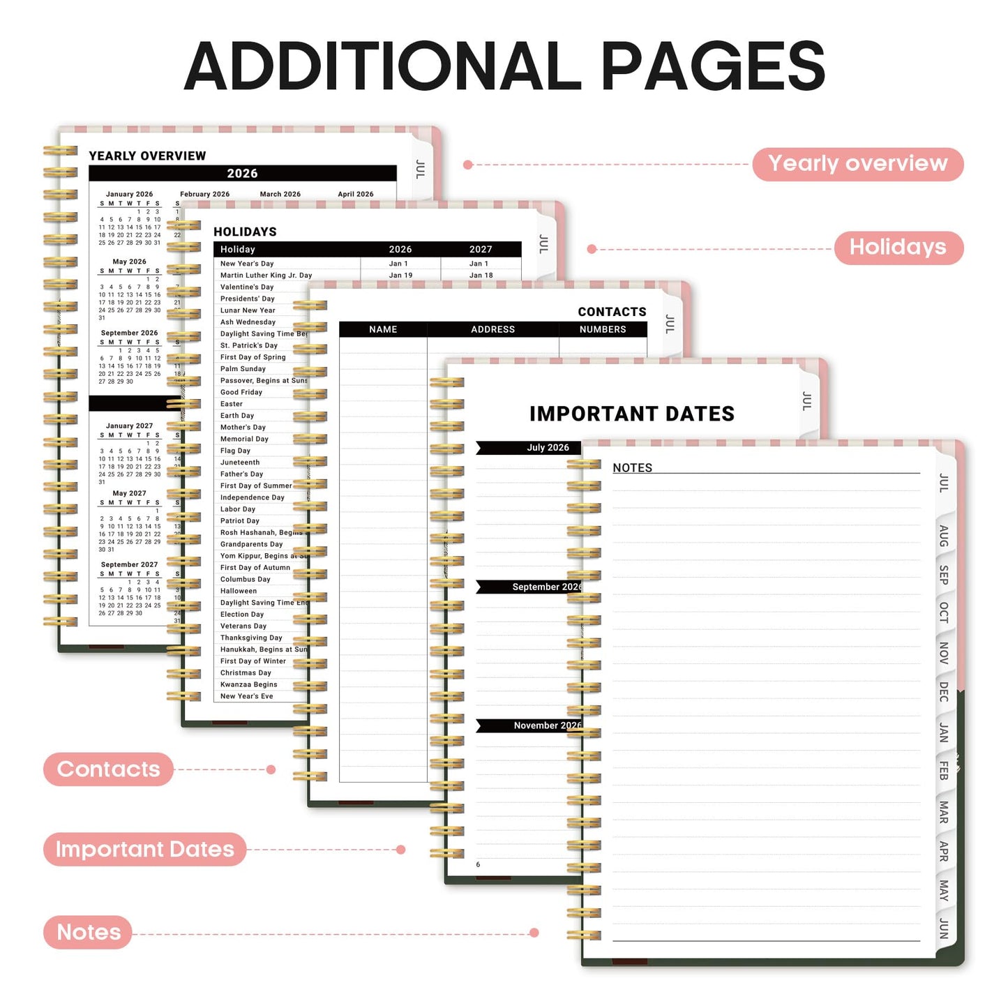 Planner 2026–2027, Weekly & Monthly Academic Organizer for School Year, Jul 2026–Jun 2027, Hardcover Planner with Tabs, Back to School Essential, 6.3" x 8.5", Petite Street