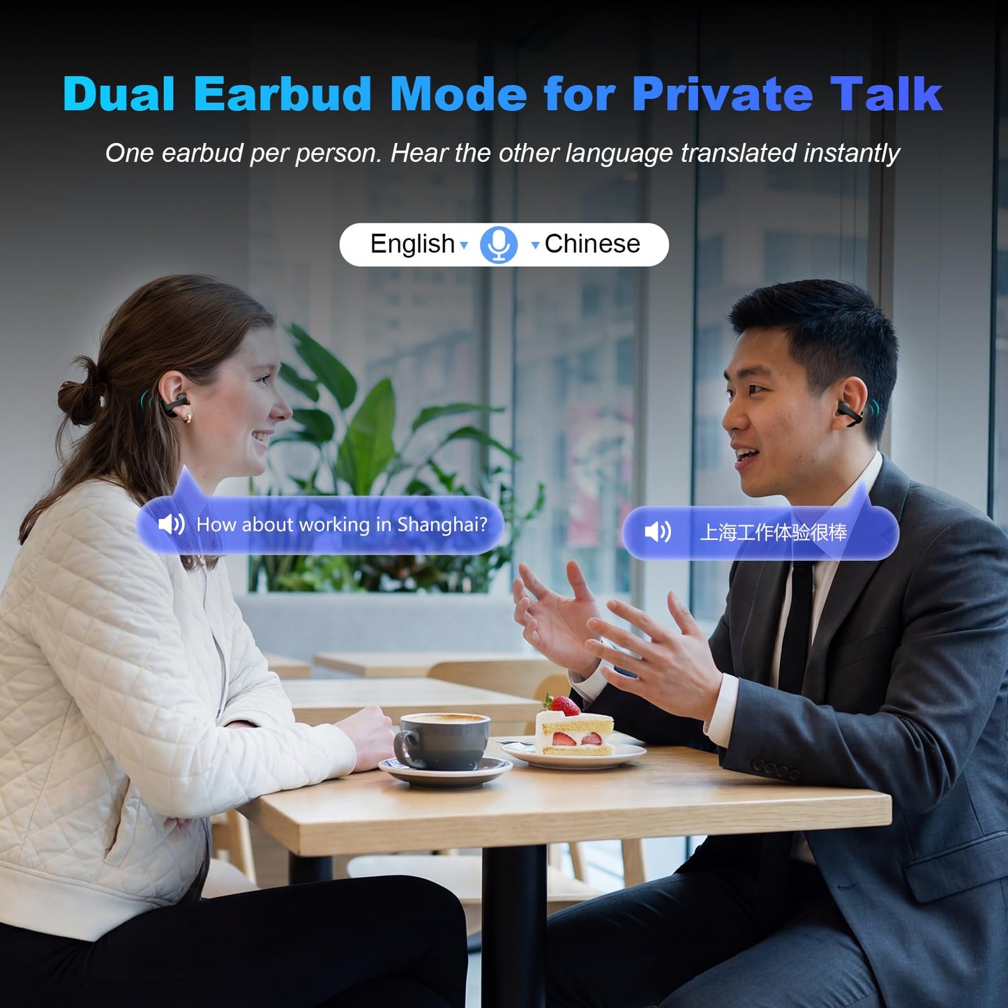 iTour Z50S Pro Max Translation Earbuds, Real Time Two-Way Translator Earbuds 127 Languages, Voice & Video Call Translator Headphones, Online & Offilne Language Translation Device for Travel & Business