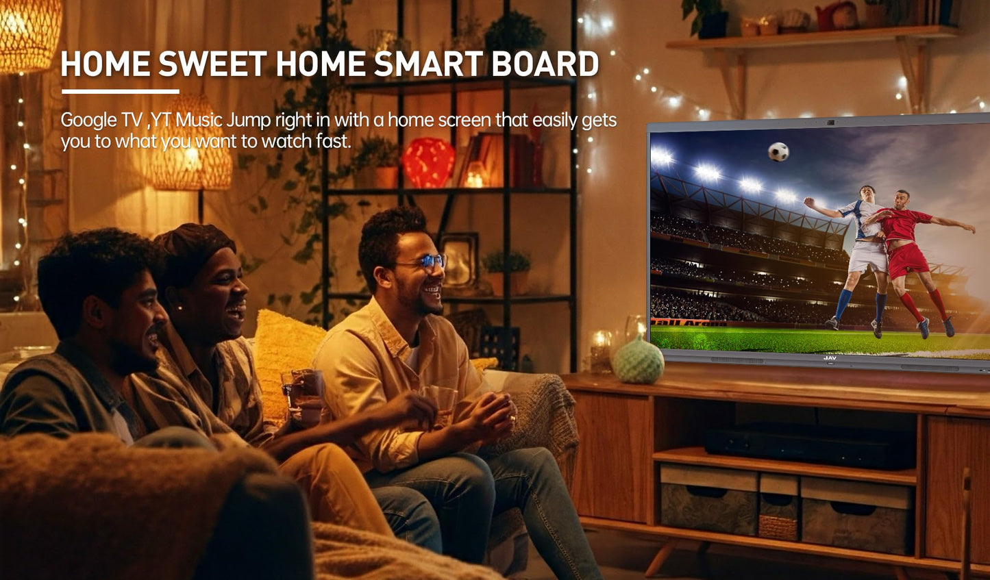 JAV 65" Smart Board Pro Google EDLA Certified 4K UHD Interactive Whiteboard for Classroom Office All-in-One Touchscreen Display with 48MP AI Camera 100W Soundbar Android 14 8+128GB Wall Mount Included