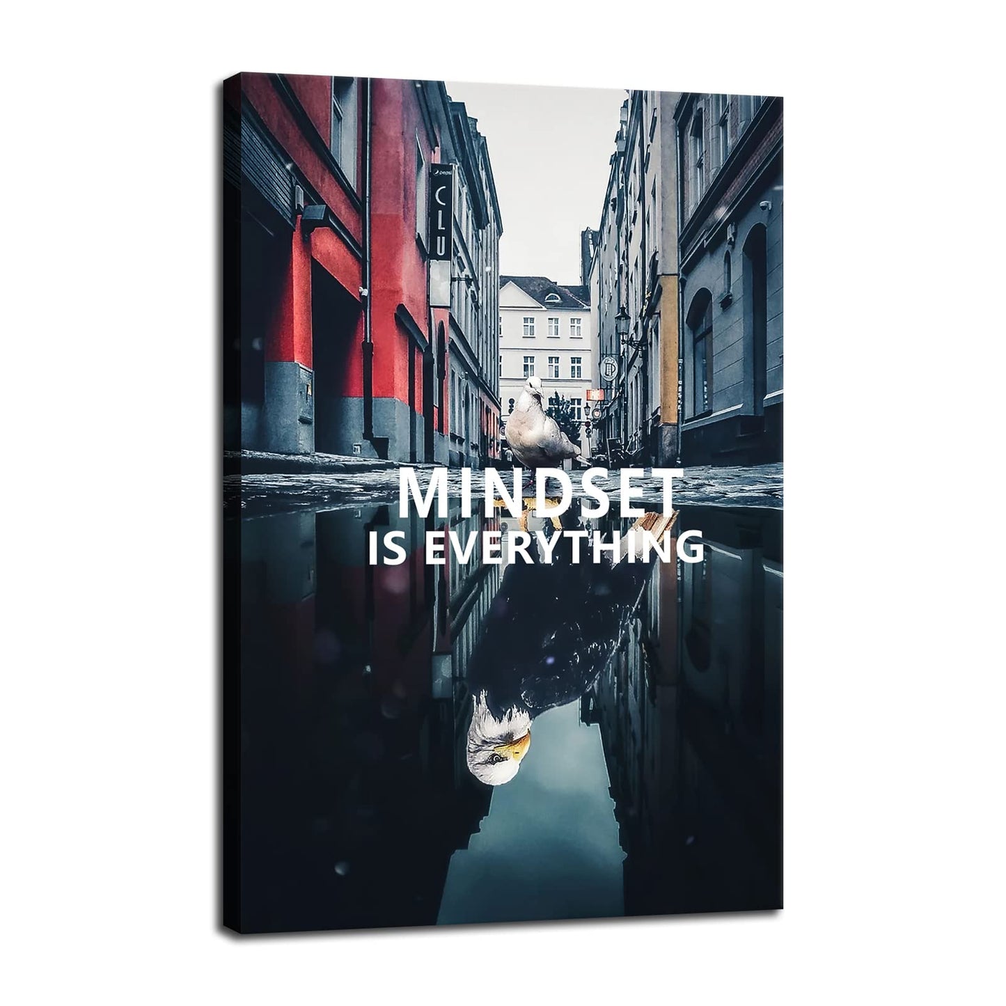 Mindset is Everything Inspirational Dove and Eagle Inspirational Wall Art Canvas Frame Decoratio Print Artwork Office Home Decoration [12''W X 18''H]