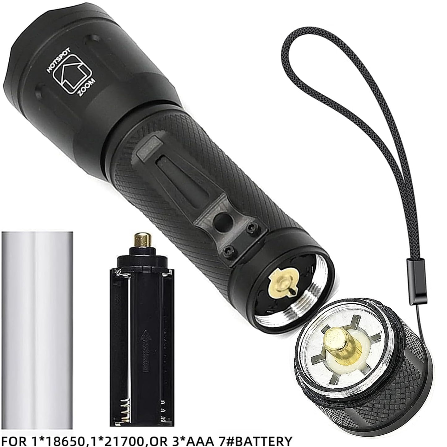 ACTIVEFIRE 4 in 1 Tactical Flashlight, RGB Zoomable Waterproof Torch, Model X32, Black