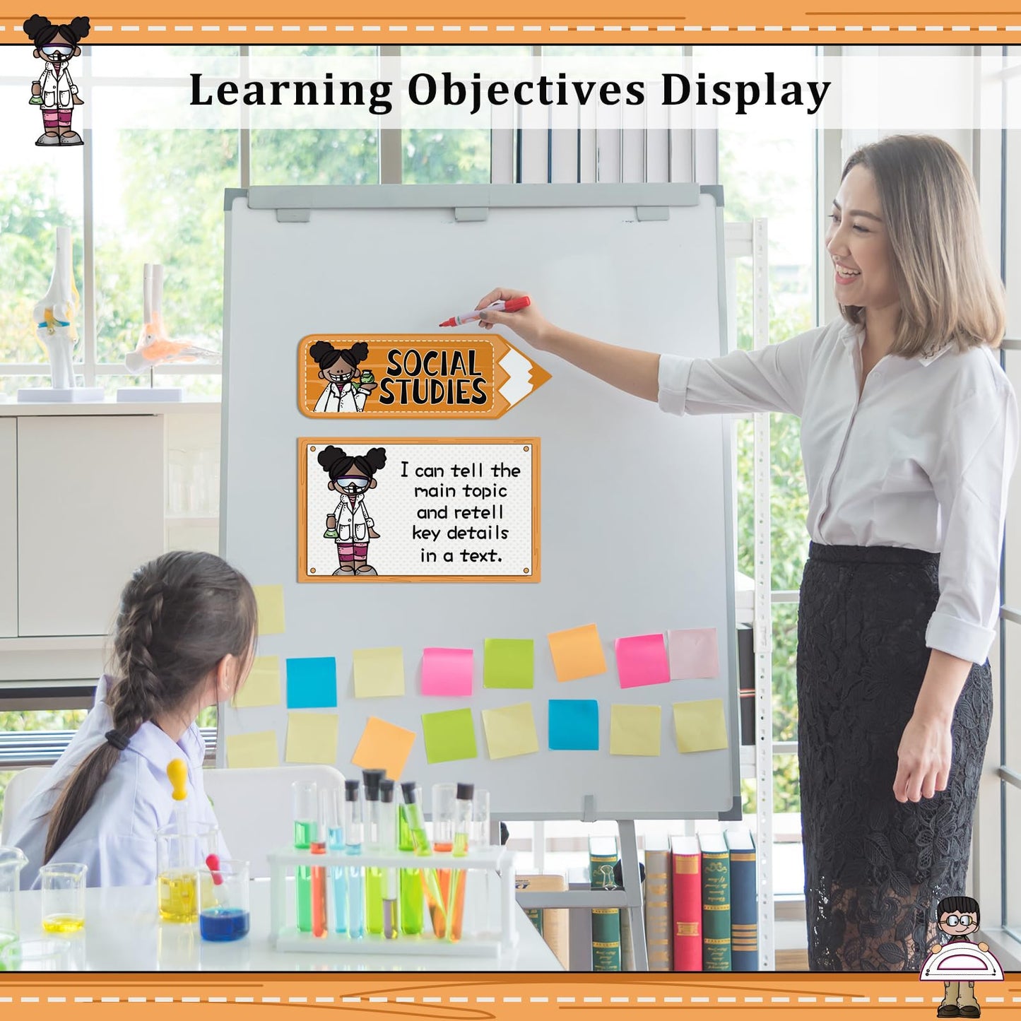 Feifeiya 12 Pcs Crayon Magnetic Teacher Organization Chart for Classroom Learning Objectives Dry Erase Label Paper Organization Chart Whiteboard Decoration for Student Goal Target Teaching Supplies