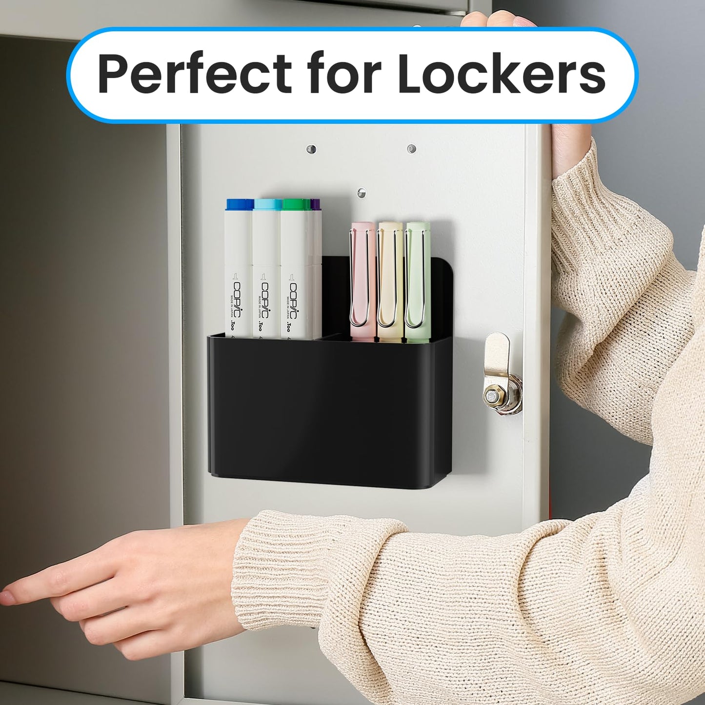 First-zgel 3 Pcs Magnetic Dry Erase Marker Holder, Magnetic Pen Holder for Fridge, Whiteboard, Locker, Wall Remote Control Holder for Home Office School(Black)