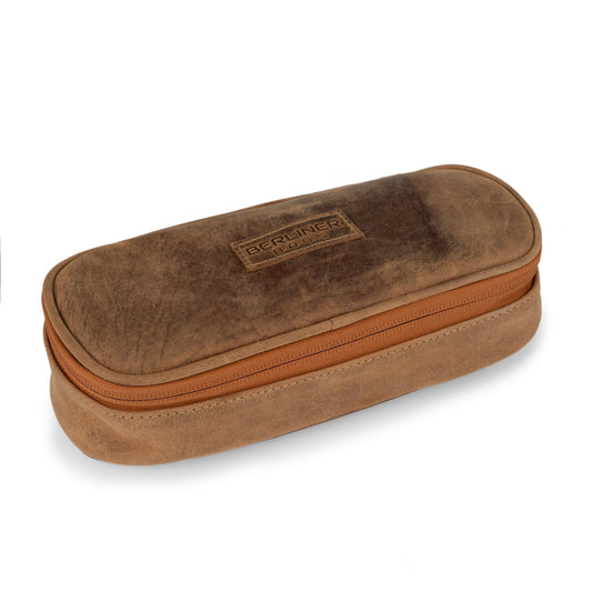 BERLINER BAGS Vintage Genuine Leather Pencil Case Felix, Pencil Pouch for Work or University, Pen Case Organizer for Men and Women - Brown