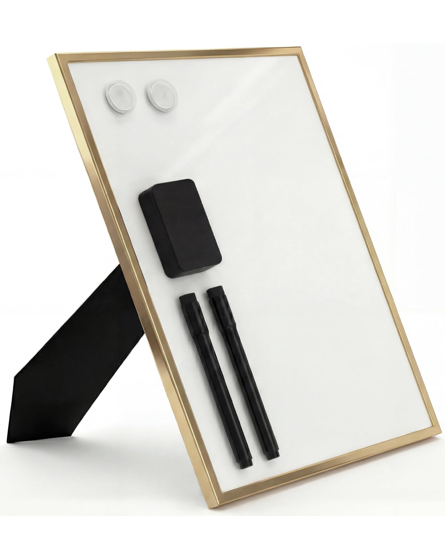 Lulu Office Magnetic Dry Erase Board 12x16 with Foldable Stand, Portable Gold Desktop Whiteboard for Home, Office, School & Kitchen