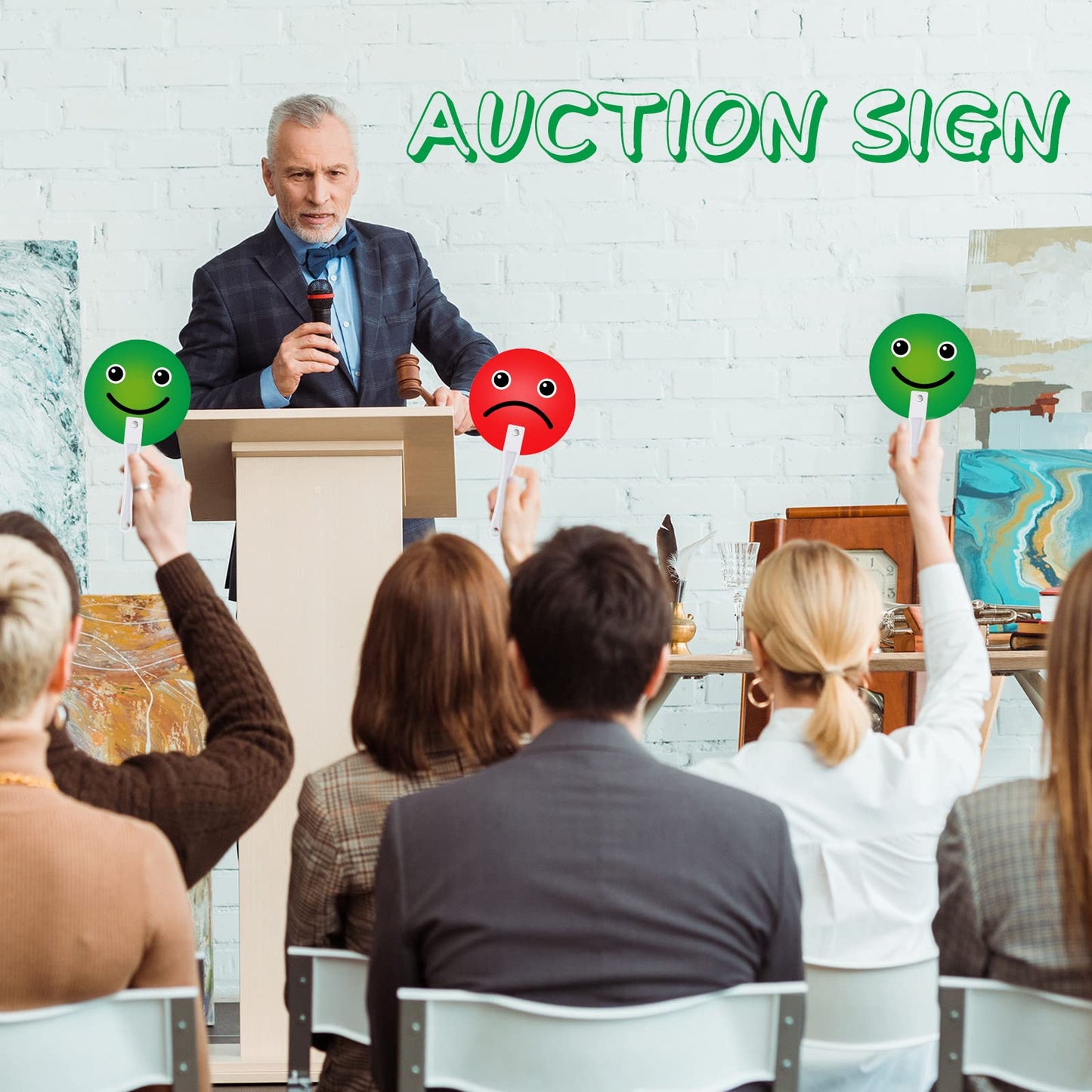 30 Pack Face Classroom Voting Paddles Handy Teacher Classroom Event Supplies Plastic Face Sign Green Red Yes or No Paddles True False Paddles for School Student