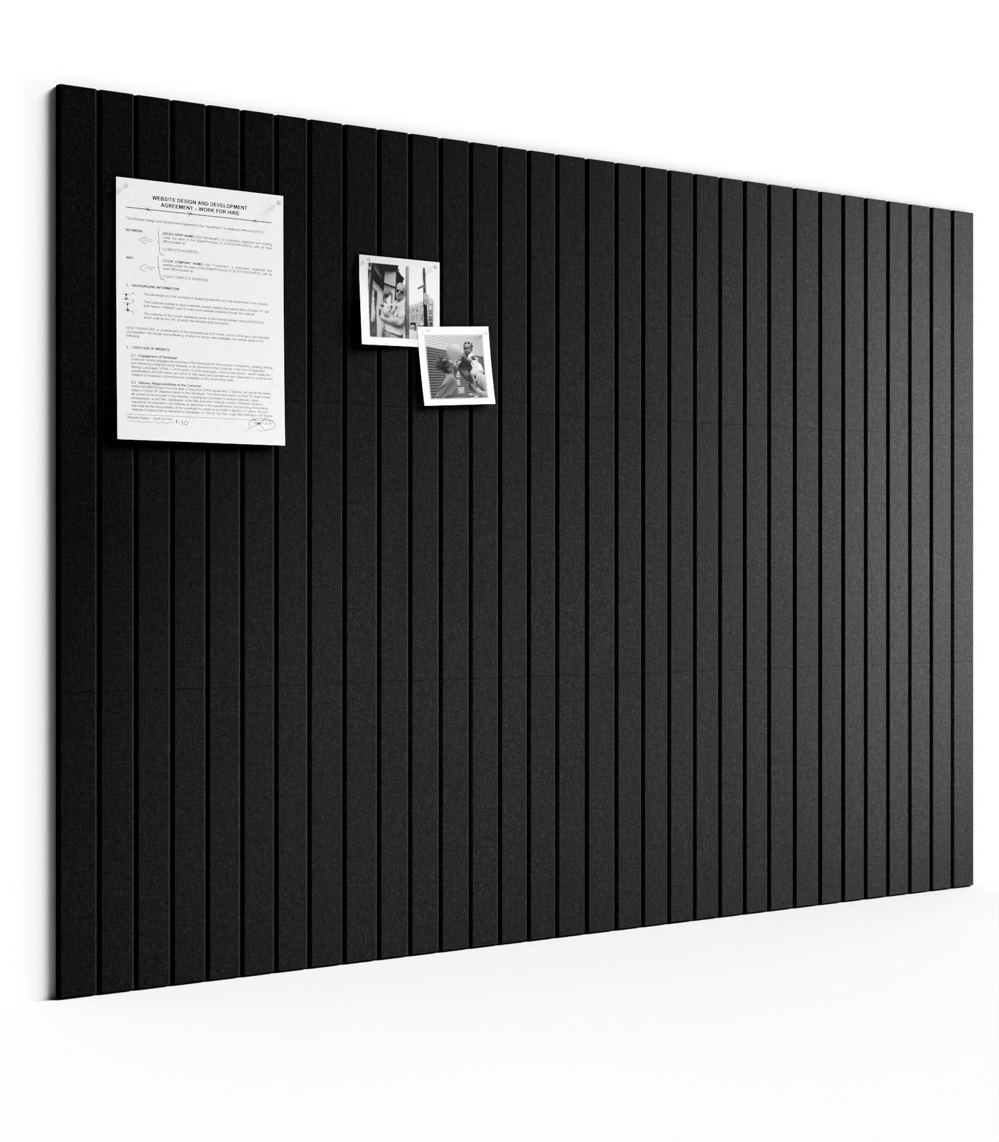 Bumusty Large Cork Board Alternative-48 x 36" Felt Bulletin Board Tiles, with 30 Pushpins, 70 Adhesive Tabs, Fine-Stripe 12-Pack, Cork Boards for Office Push Pin Board Felt Board-Black