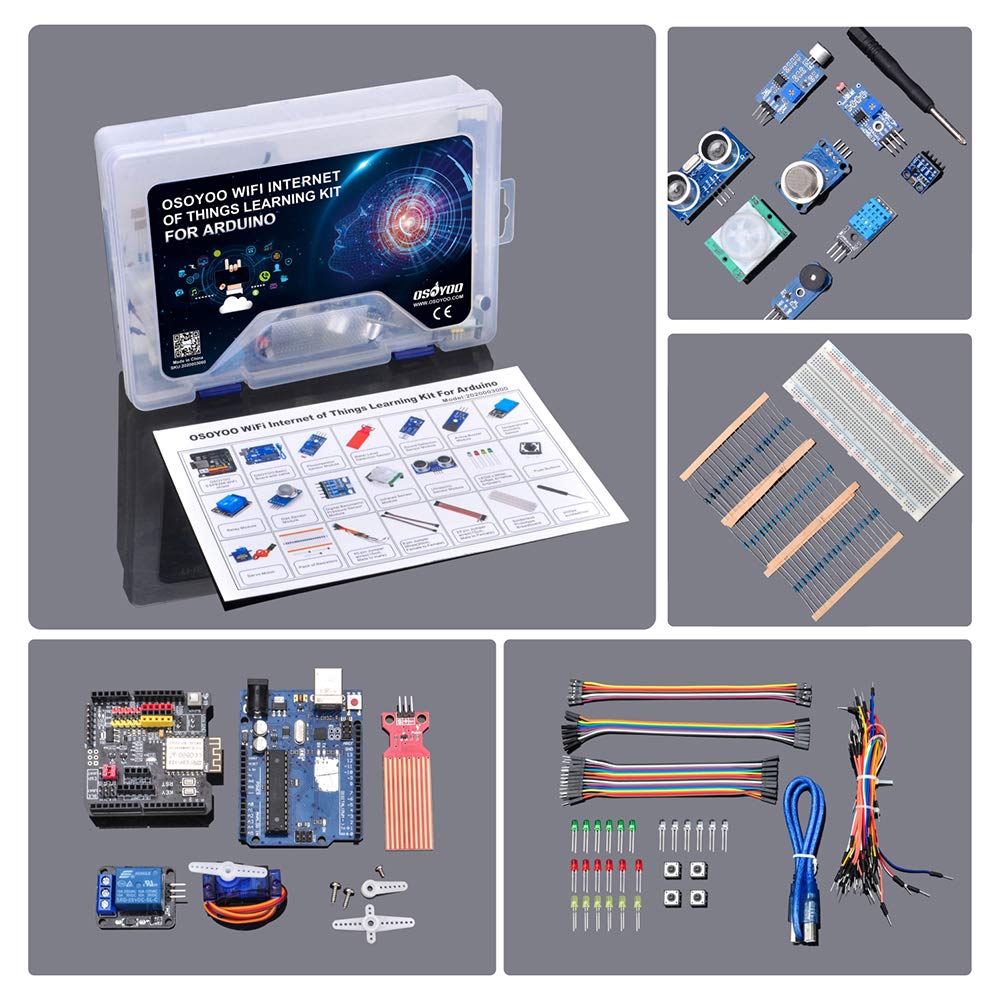 OSOYOO WiFi Internet of Things Learning Kit for Arduino | Include ESP8266 WiFi Shiled | Smart IOT Mechanical DIY Coding for Teens Adults Programming Learning How to Code