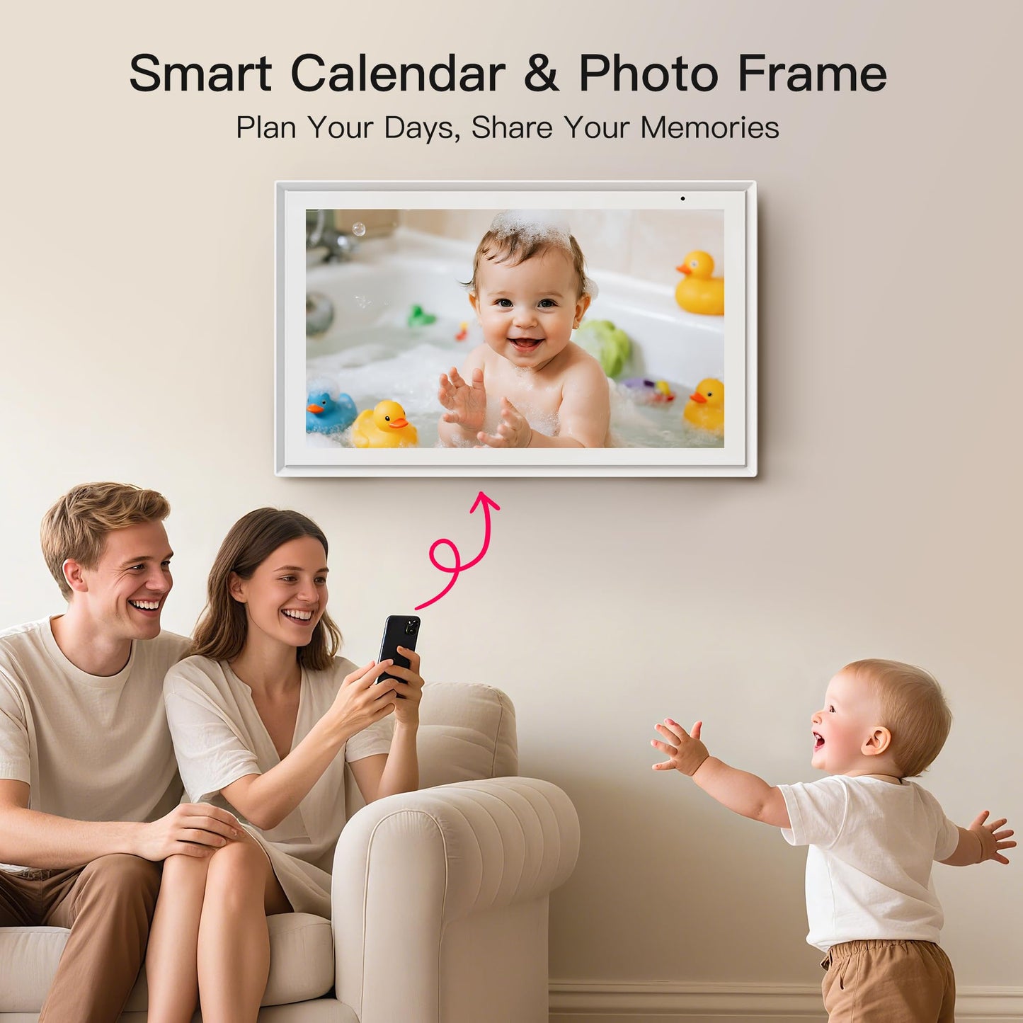 15.6 Inch Family Digital Calendar - Chore Chart, Meal Planner, Photo Display, FHD Interactive Touchscreen with LED Reminder, Wall & Desk Mount Smart Electronic Planner