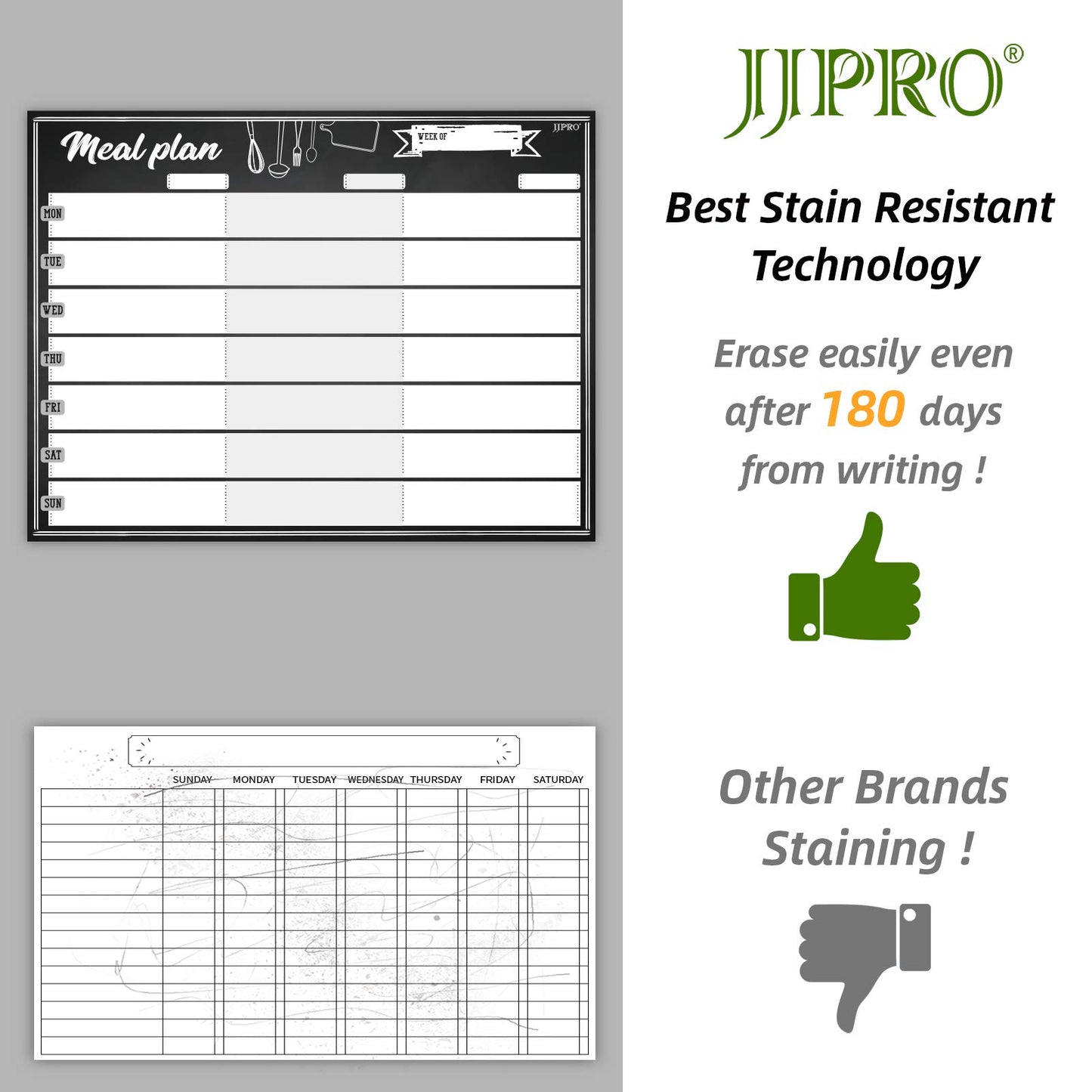 JJPRO Magnetic Dry Erase Meal Planning Whiteboard for Refrigerator-One 14.5x11 Weekly Menu Board and Two Notes Whiteboard for Kitchen Fridge-Refrigerator Organizer with Meal Planner Boards