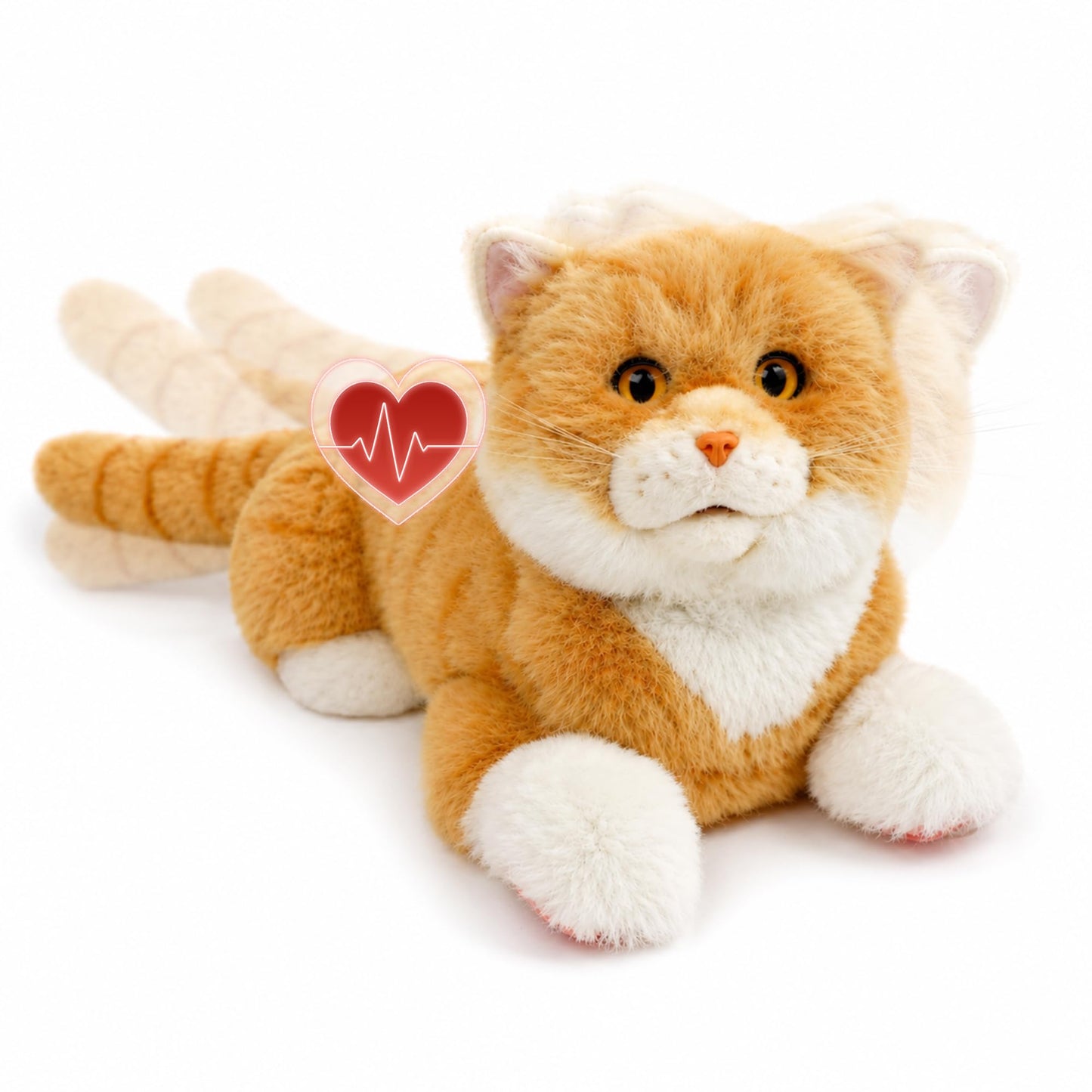Chongker Interactive Realistic Cat Plush Toy with Sound & Heartbeat, Lifelike Robotic Kitty with Purring, Meowing, Blinking & Moving Head Tail, Custom Name Feature, Companion Gift for Seniors