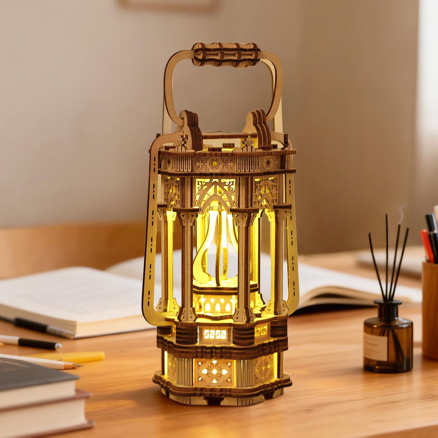 Foyucool 3D Wooden Puzzle for Adults, DIY Lantern Model Kit, Creative Assembly Model Building Kits to Build for Adults and Teens, DIY Assembly Puzzle, Woodcraft Kit for Christmas Day