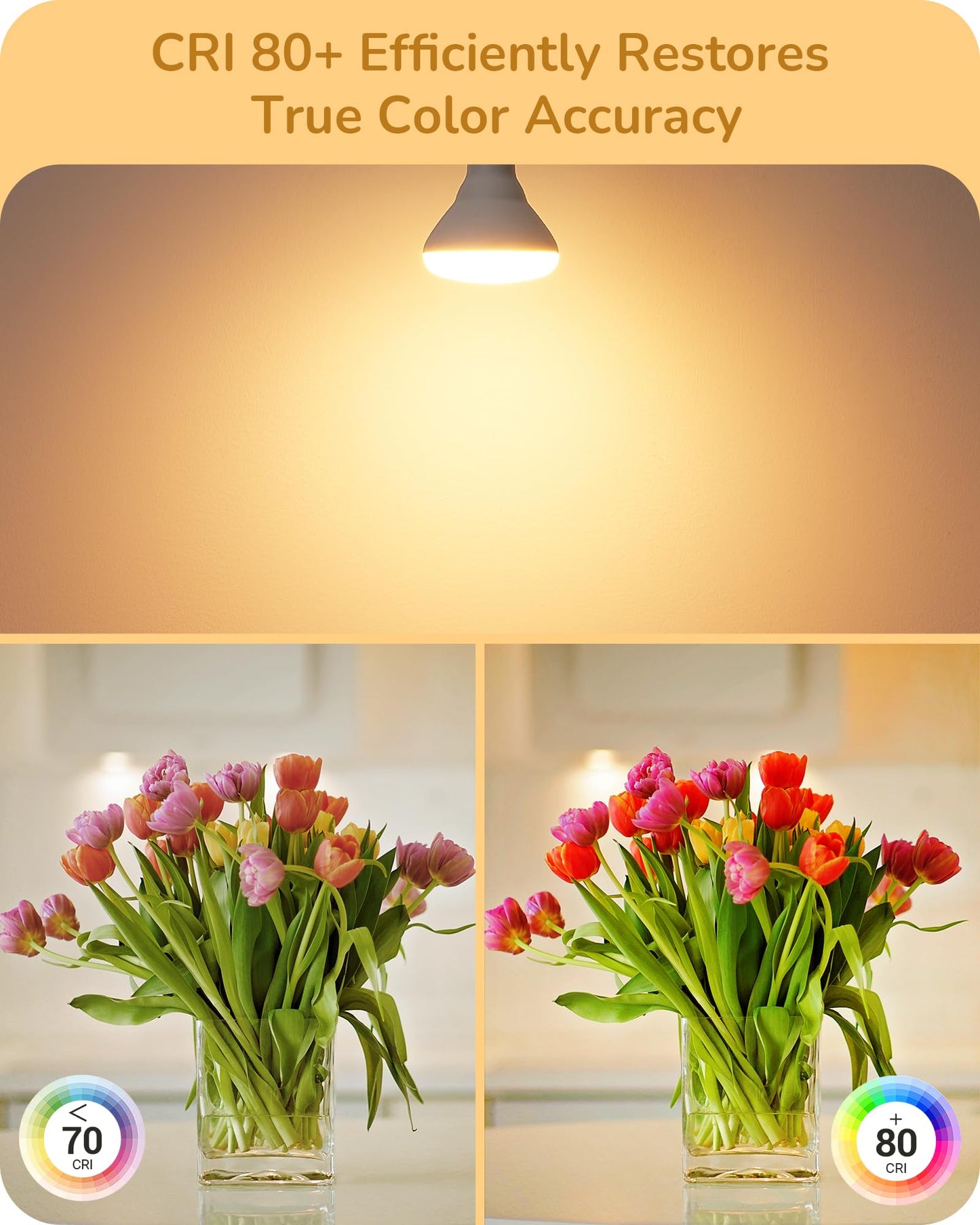 EDISHINE BR30 LED Bulb, Dimmable 11W Equivalent 65W, 850LM, 2700K Warm White, E26 Base, 6 Pack, ETL