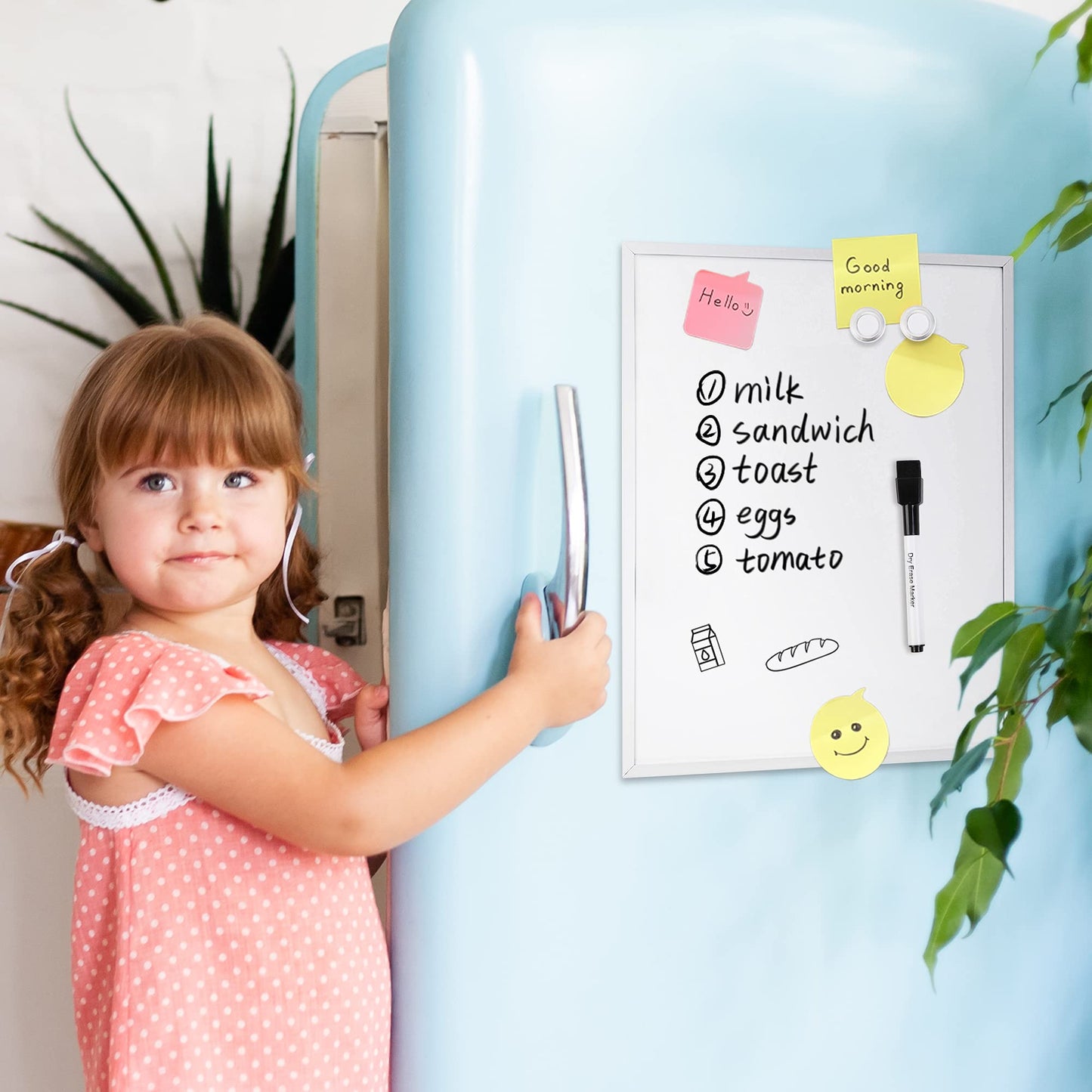 Amazon Basics Small Dry Erase Whiteboard, Magnetic Bulletin Board, with Marker and Magnets, 11"W x 14"H, Aluminum Frame