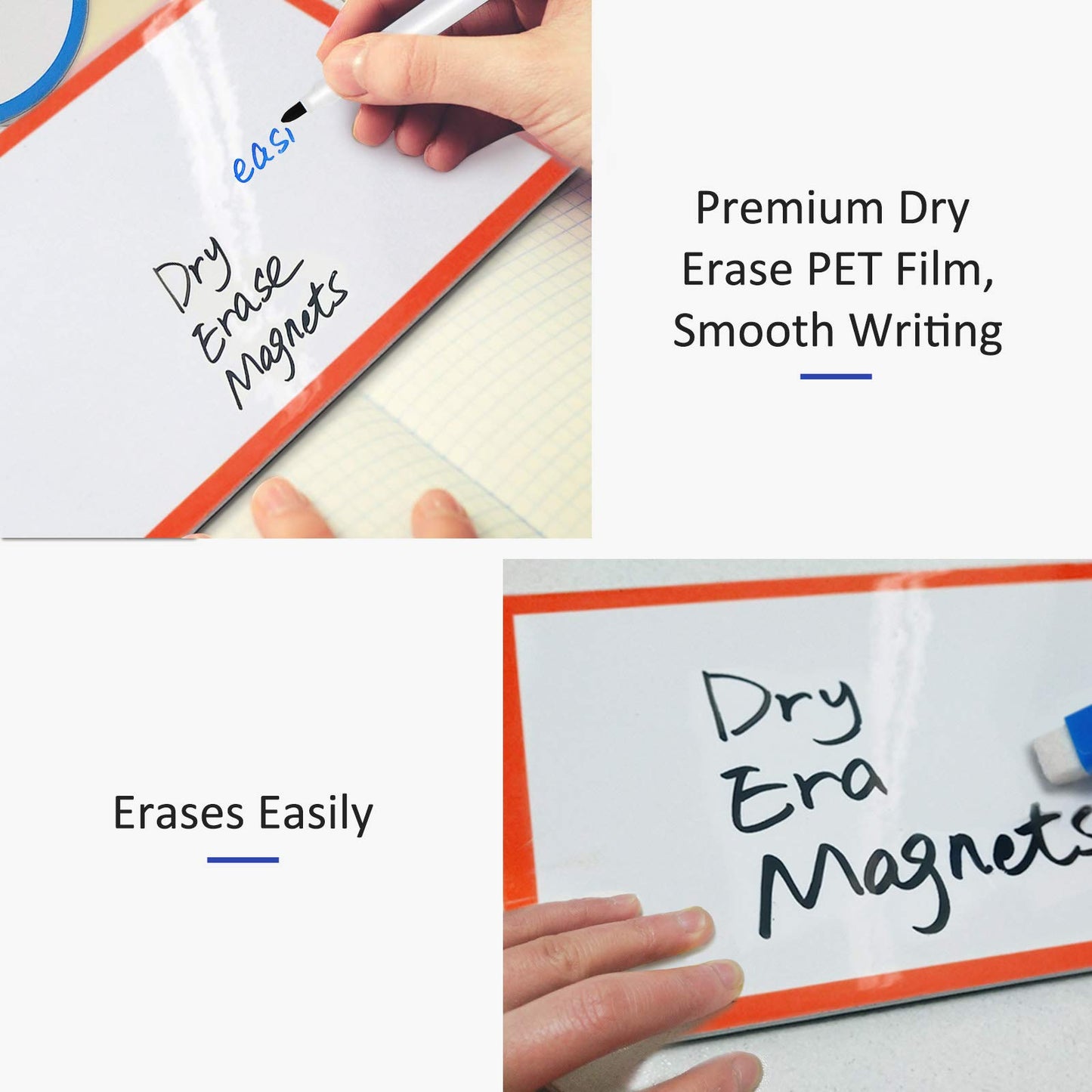6Pcs Magnetic Dry Erase Labels Extra-Large, 8.2x5.5'' Thick Reusable Fridge White Board Magnets, Colored Dry Wipe Daily Planner Chore Chart Whiteboard Message Cards