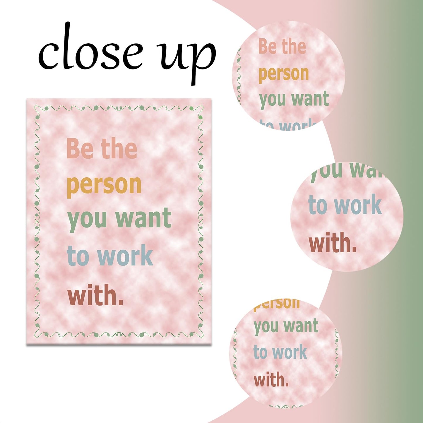 YSPCSUN Inspirational Posters for Office, Be the Person You Want to Work With Canvas Poster Single Panel Wall Decor for Home Office Dorm Classroom, Framed Canvas Art, 24x18inch