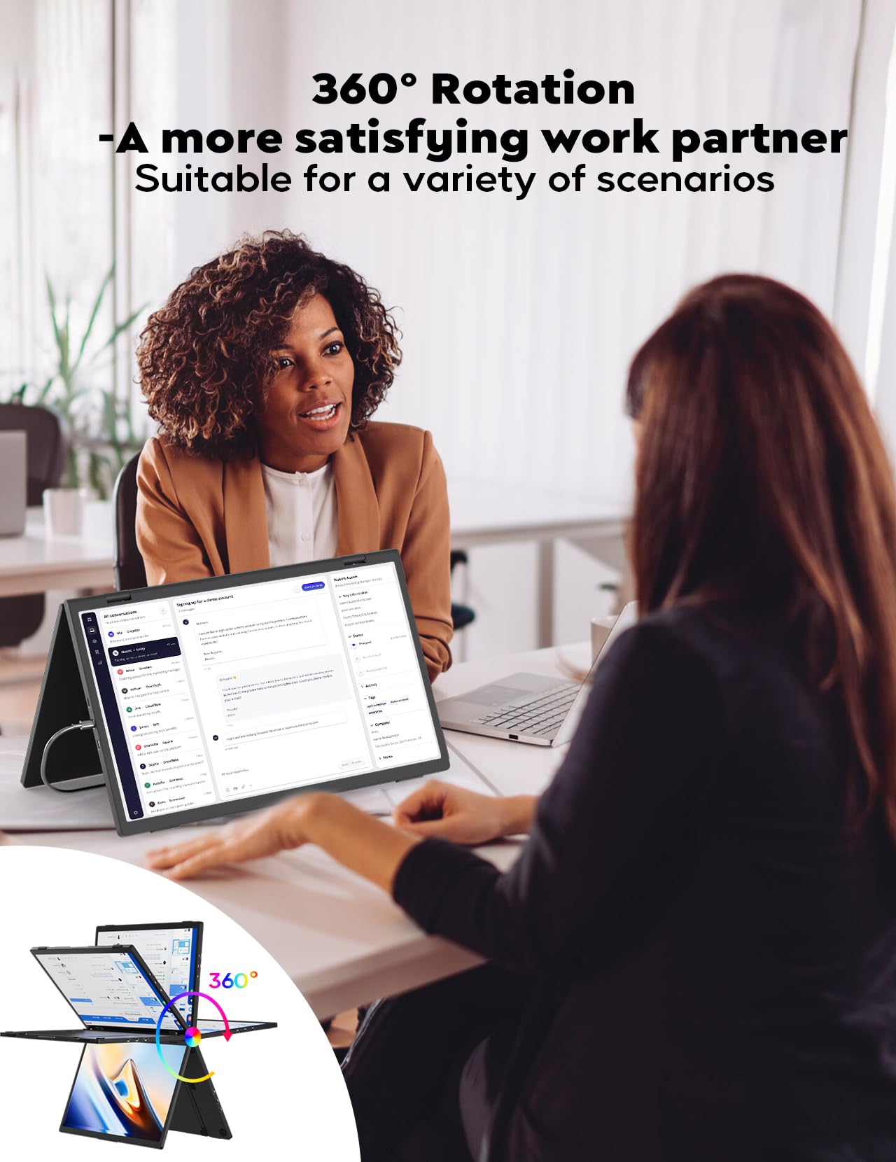 ZSCMALLS 2.5K Dual Monitor(Wins Only), Triple Laptop Screen Extender, 15.6" QHD Folding Stacked Portable Dual Monitor, USB C Travel Extended Computer Display, 180°Rotation, Plug & Play for Laptops