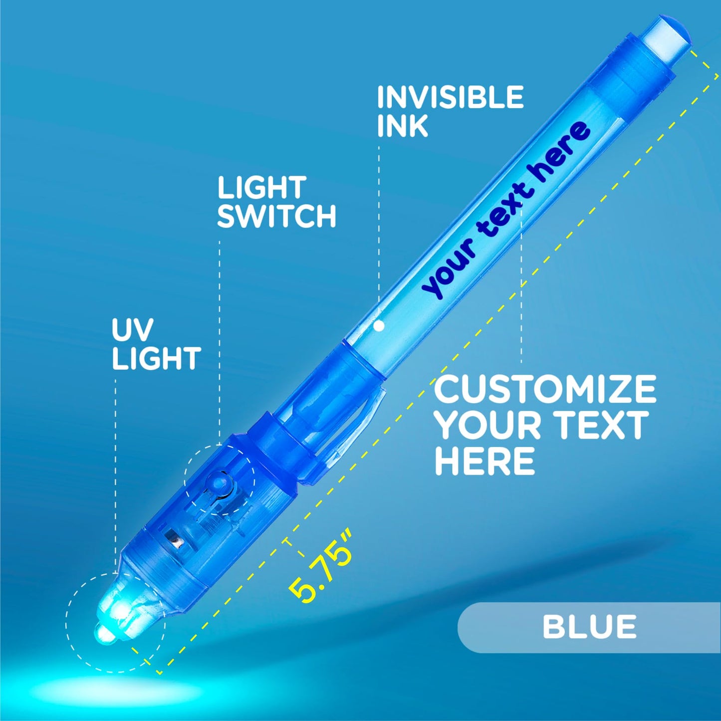 Personalized Invisible Disappearing Ink Pen Marker Pack, Custom Secret Spy Message Writer with UV Light, Fun for Kids and Stock Stuffers, 24 Pack, Assorted