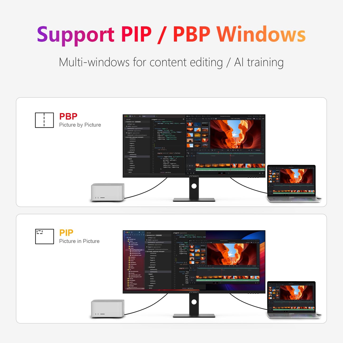 INNOCN 40" WQHD 3440 x 1440P 144Hz Ultrawide Monitor Gaming FreeSync HDR400 21:9 PC Computer IPS Screen Split PIP/PBP for Editing/Gaming, USB C 90W, HDMI, DP, Black
