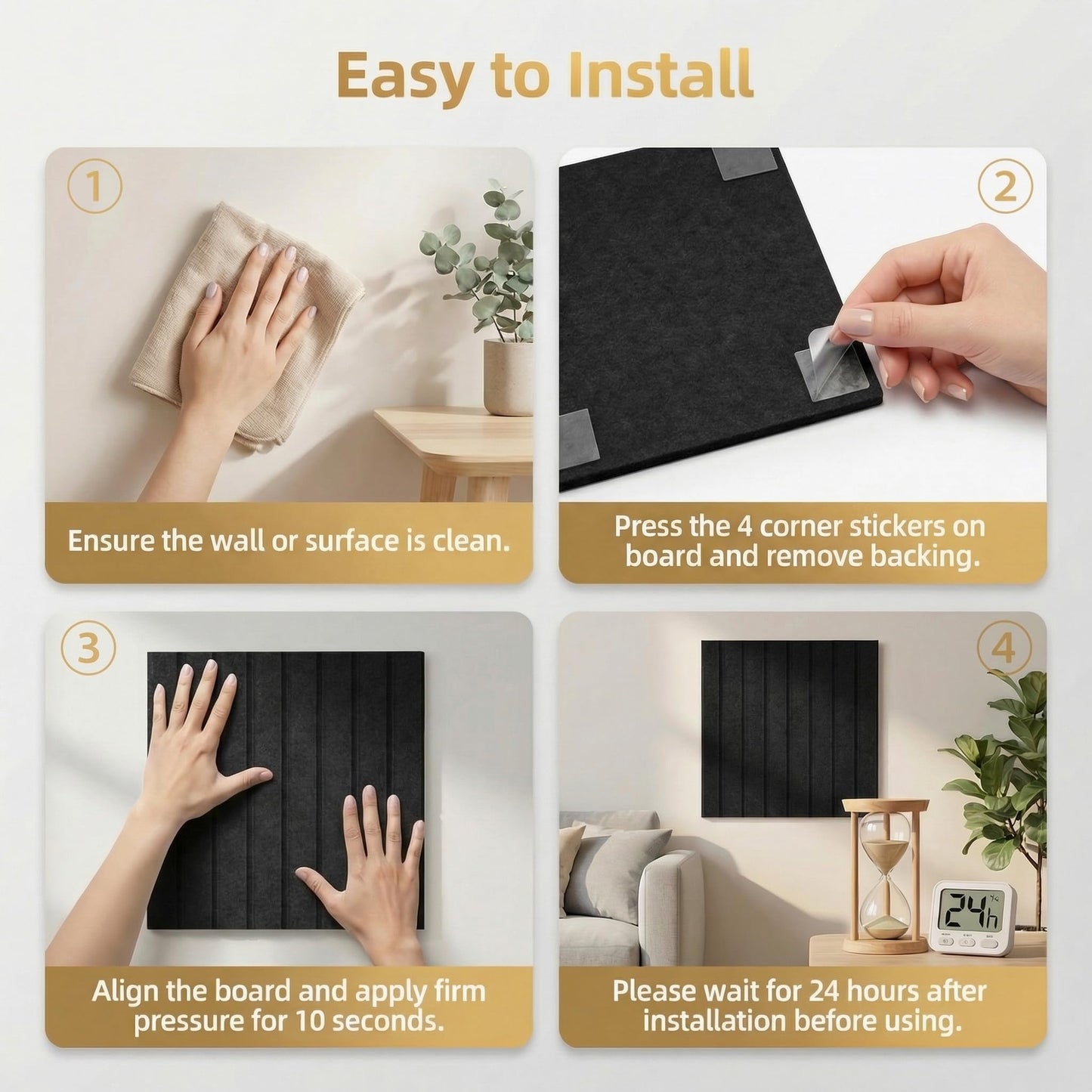 AHEONLAR Felt Bulletin Board 36"x 24", Cork Boards for Walls, 6 Pack Bulletin Board Large Cork Board for Office, Felt Boards with 40 Safe Removable Adhesive Tabs Wall Decor for Home(Black)