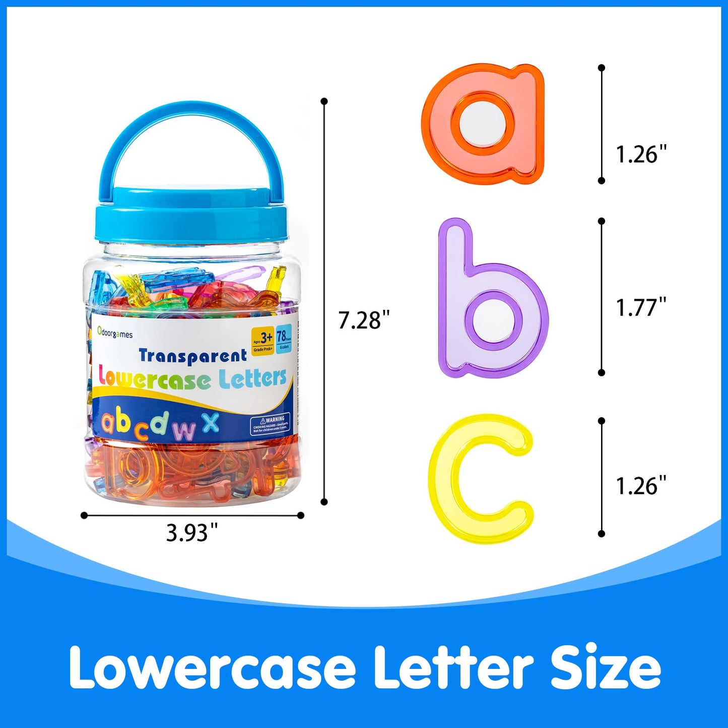 Odoorgames 78 Pcs Translucent Lowercase Letters - Learning Toy for Light Table Accessories and Manipulatives