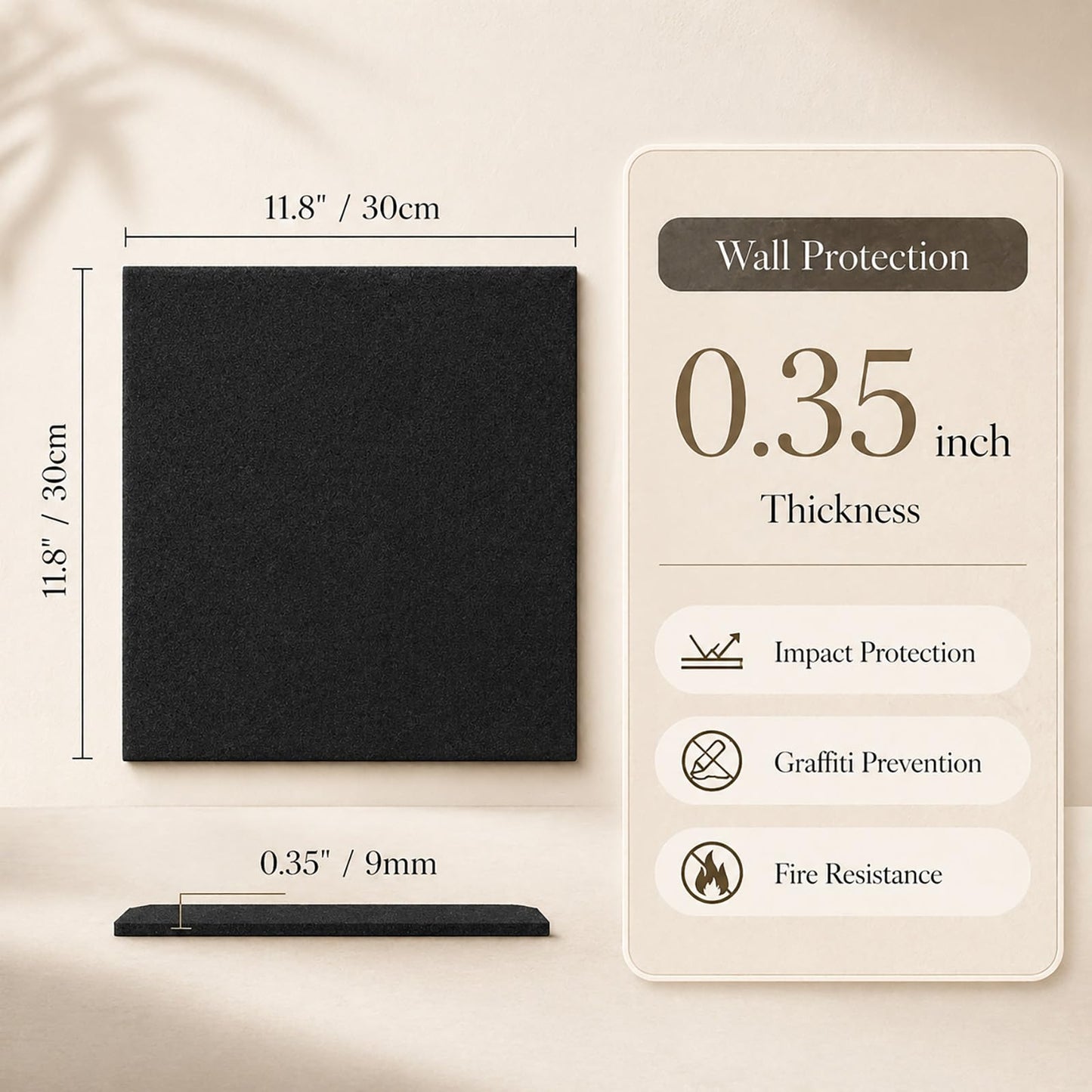Baysola Felt Bulletin Board Panels 48 x 36 Inch Self Adhesive Wall Tiles Cork Board Alternative for Office Classroom Photos Notes 12 Pack