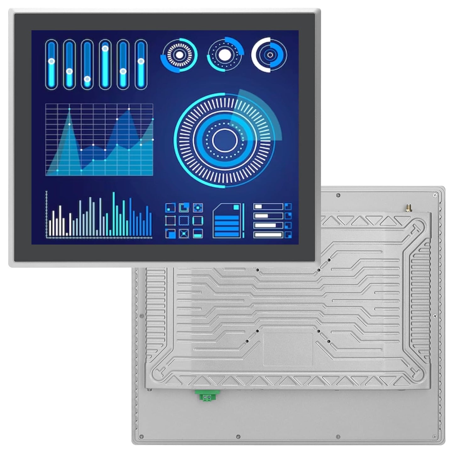 TouchWo 17 inch Industrial Embedded Touchscreen Monitor, Capacitive Multi-Touch Screen Industrial Front IP65 Monitor Built-in Speakers, HD-MI in, USB, VGA, 5:4 1280x1024 Display