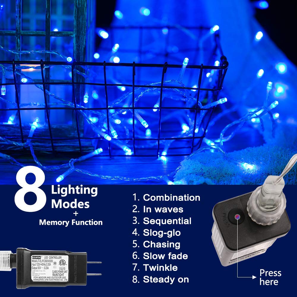 Epesl Christmas Indoor Lights - 320 LEDs, 115ft, Blue, Waterproof, 8 Modes, Model TW-32LEDSL-US-Blue, Ideal for Decor