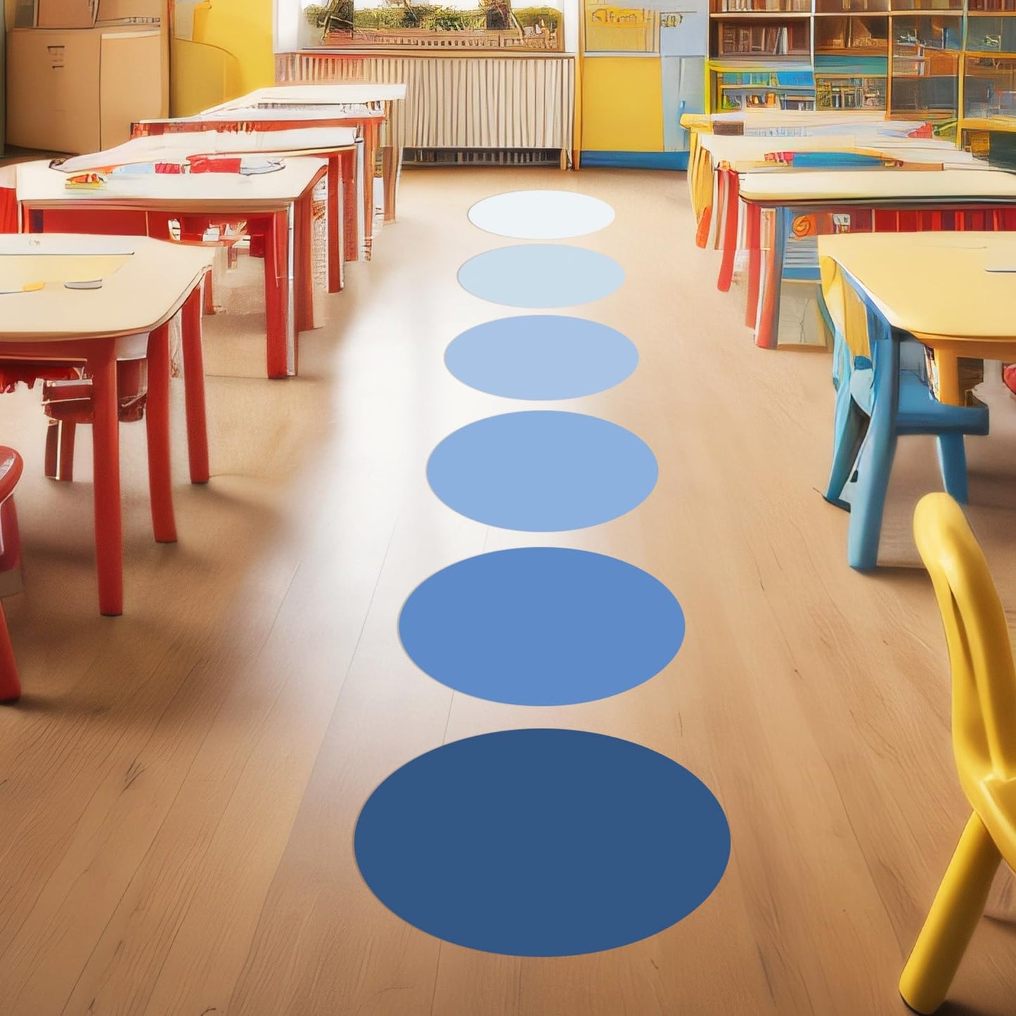 Lincia 24 Pack Colorful Dry Erase Dots Circles Spots for Classroom Table 10.5 Inch Removable Vinyl Desktop Stickers Spots Wall Decals for 100th Day of School Teacher Students Home (Blue Colors)