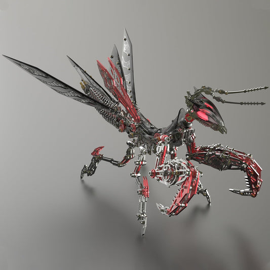 Metalkitor 3D Metal Puzzles for Adults, Giant Mantis Model Kit - Steampunk DIY Ornament - Assembly Jigsaw Crafts Brain Teaser - Perfect Room Decor and Gift Choice(1200+PCS, Black Red) (Black Red)