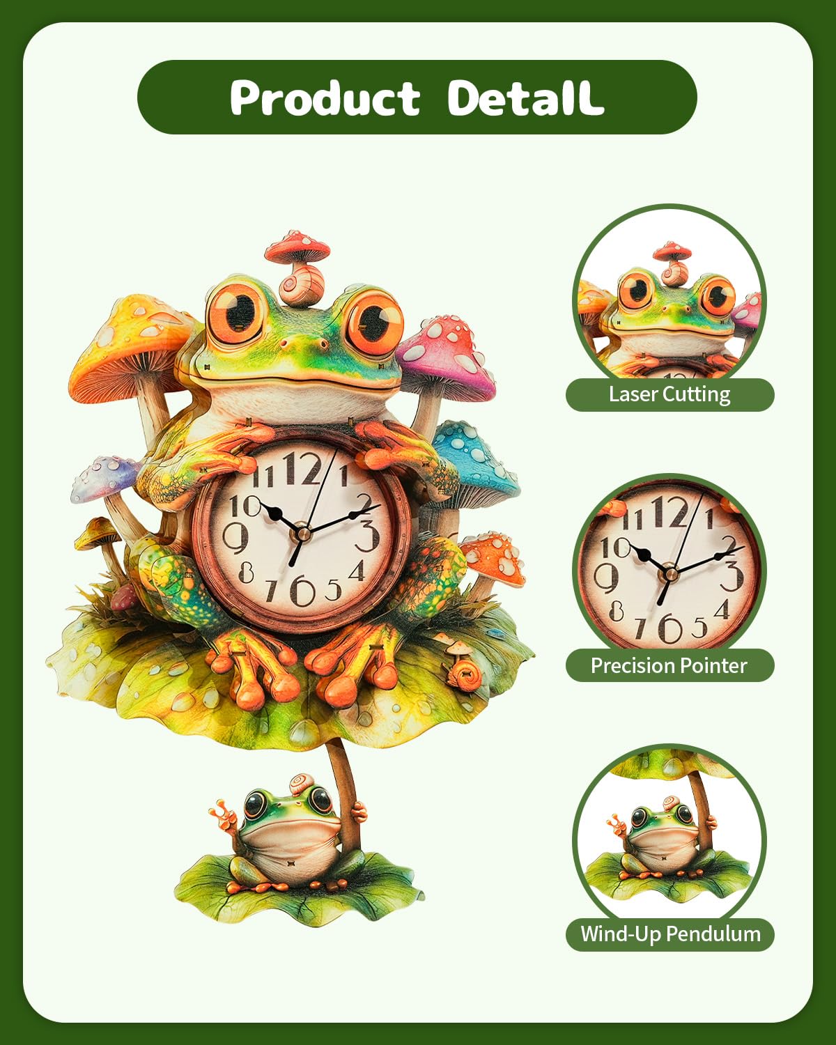3D Wooden Puzzles for Adults, Frog Clock with Pendulum Model Kit, 3D Puzzles for Adults Room Home Decor DIY Wall Clock Kit, Holiday Birthday Christmas Day Gifts for Men Women Teens