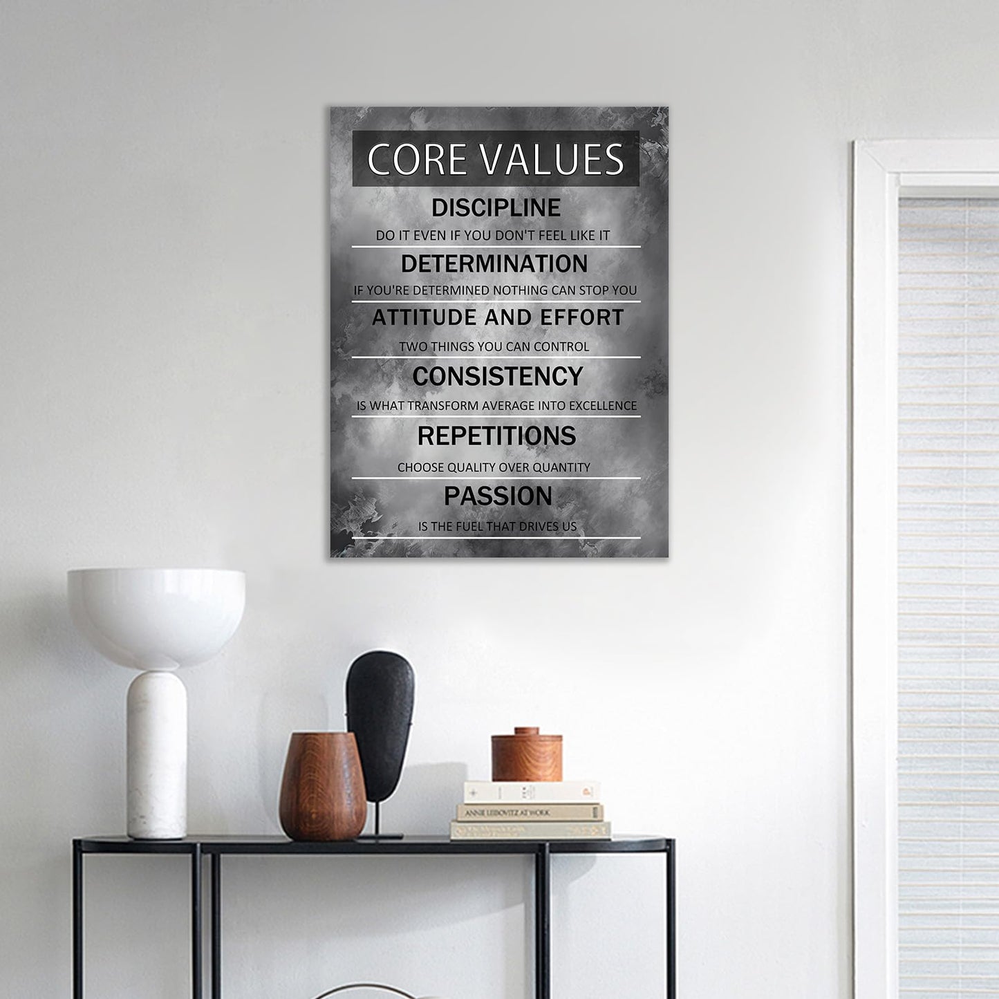 PJQART Core Values Inspirational Canvas Wall Art Motivational Poster Painting Artwork for Living Room Office Modern Home Decor Prints Pictures Wall Decor Framed Ready to Hang [18''W x 24''H]