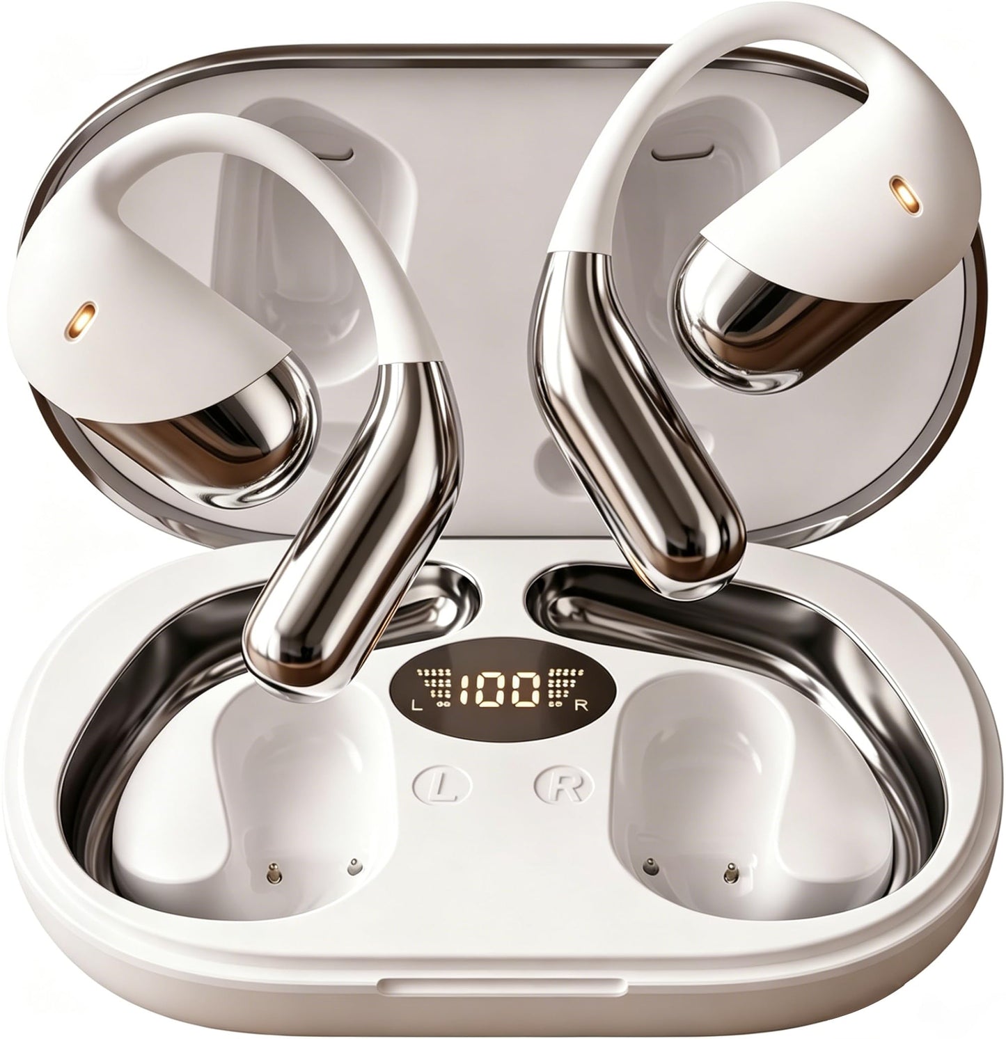 Paekole H5 AI Translation Earbuds: Real-Time 2-Way Language Translator Device (198+ Languages) for Face-to-Face & Travel, Bluetooth Headphones, Audifonos Traductores - Rust & White