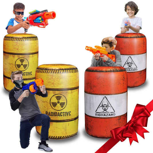 NINOSTAR 4 Pack Inflatable Battle Battlefield Barrels,Great for Party Laser Tag Gun Game Battle Obstacles by Ninostar