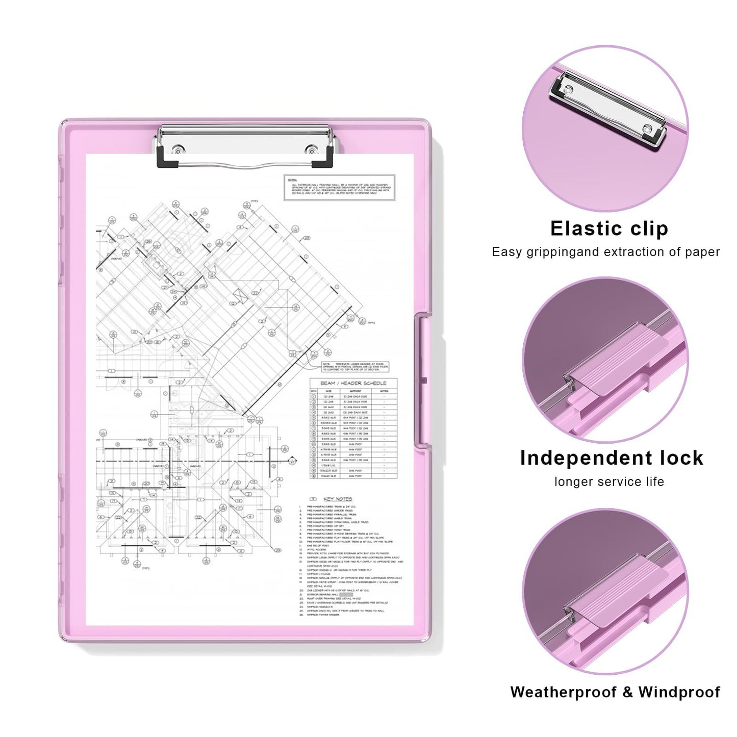 Hongri Clipboard with Storage, PalePink 8.5 x 11 Folder Nursing Side Opening, Heavy Duty with Dual Compartment, Smooth Writing for Teacher, Size 13.3 x 9.4 x 1.5 in, Office & School Supplies