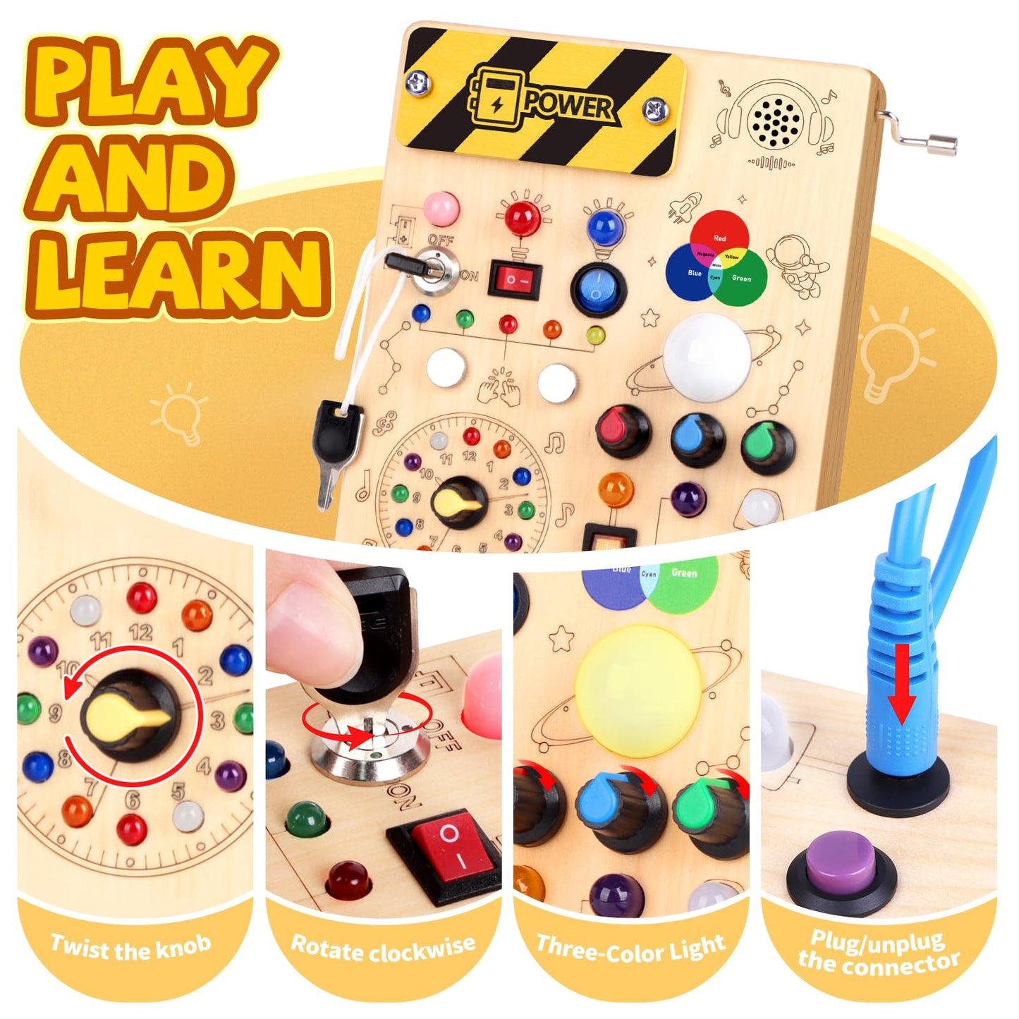 Grarain Busy Board for Toddlers - Montessori Educational Toy for 1-3 Year Old Boys & Girls | Travel-Friendly Sensory Learning Activity | Ideal for Kids with Autism(Busy Board v5)