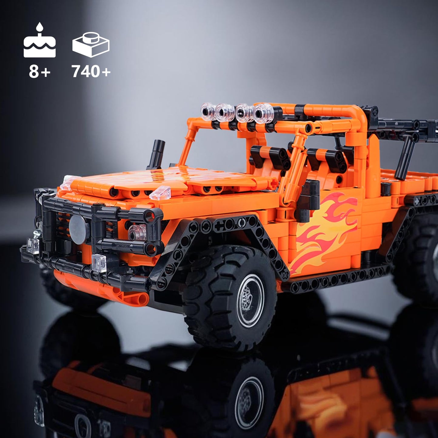 VERTOY STEM Building Car Toys for Kids Boys - Remote & APP Control Block Set, Birthday Gifts for Age 8-12 13+ Year Old, Bigger Orange Model(740+ pcs)