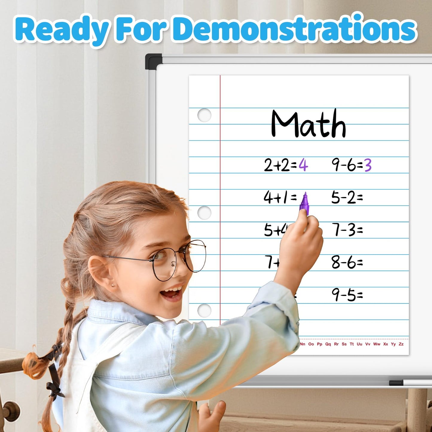 PraxiKidy Giant Magnetic Notebook Paper,Dry Erase Handwriting Lined White Board Paper Teaching Supplies Chart Paper for Teacher Essentials Homeschool Elementary Classroom Must Haves, 21.7”x 17"