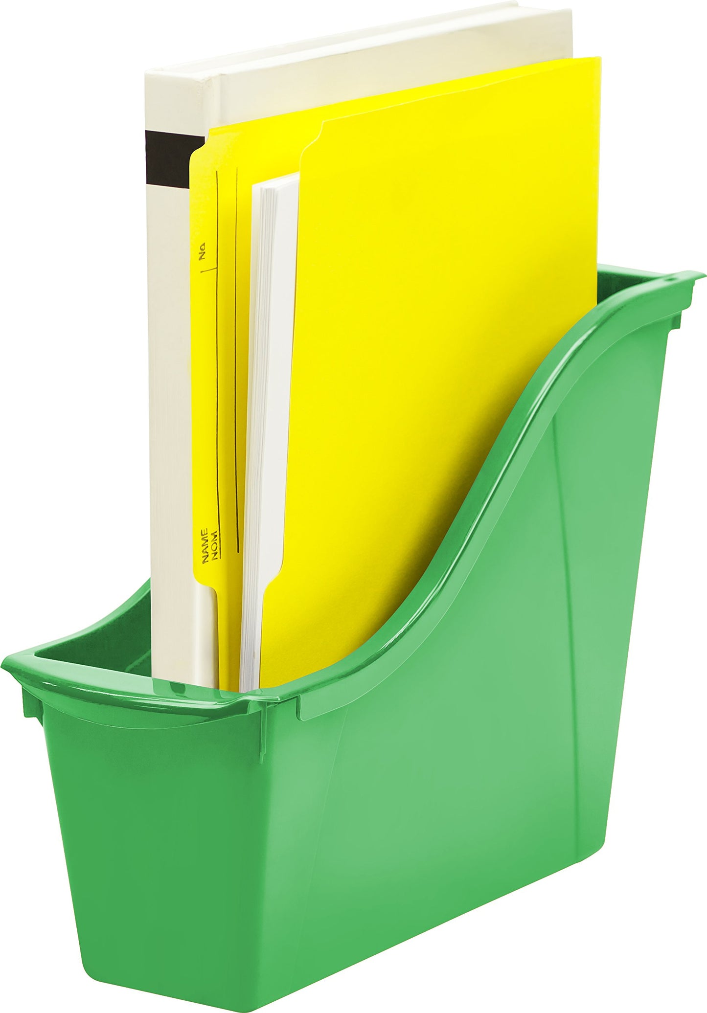 Storex Small Book Bin – Interlocking Plastic Organizer for Home, Office and Classroom, Green, 6-Pack (71111U06C)