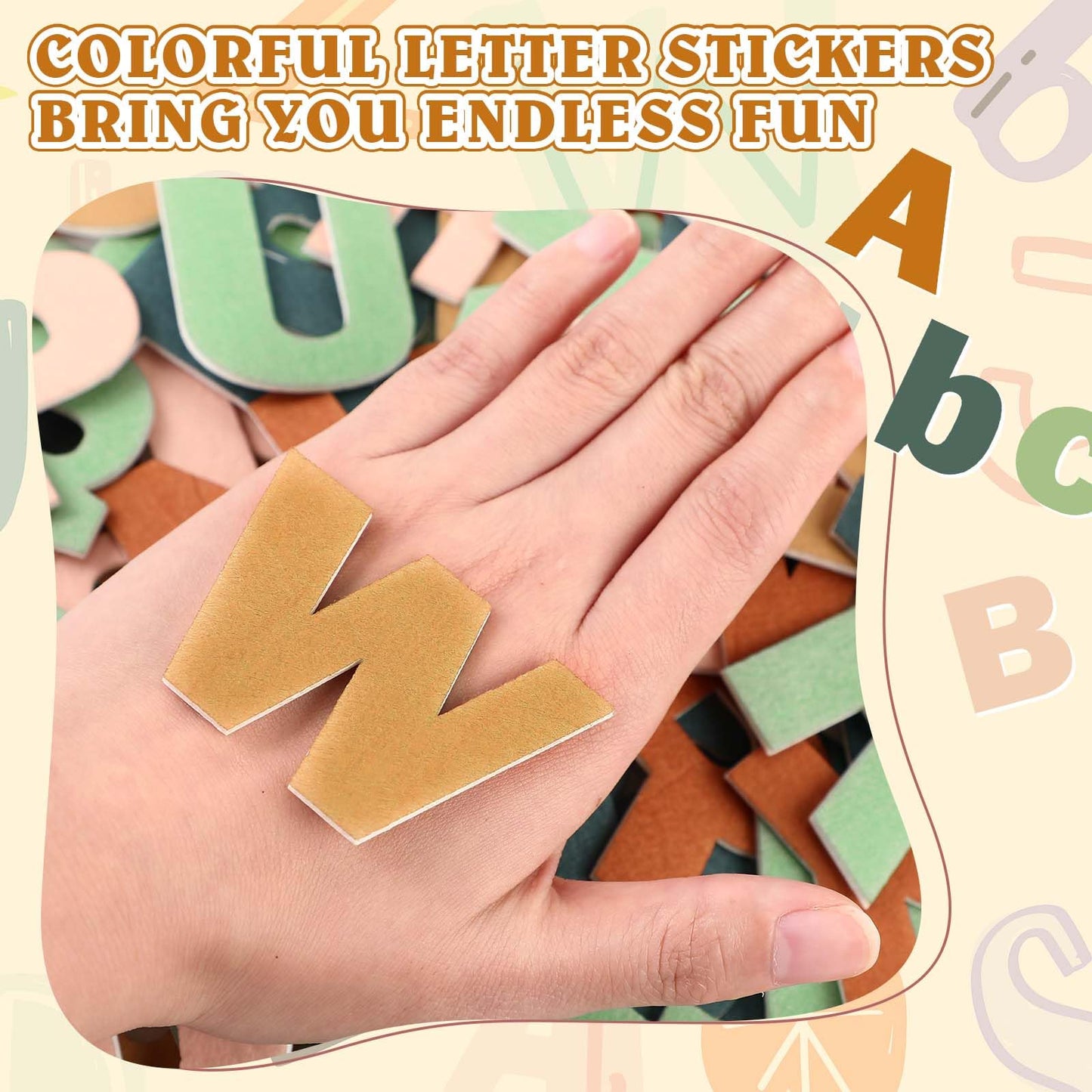 Breling 310 Pieces Felt Letter Bulletin Board Letters Sticker with Number 2" Bulk Self Adhesive ABC Upper Lowercase Sticky Letter for Xmas Gift Bulletin Board Classroom(Light Color)