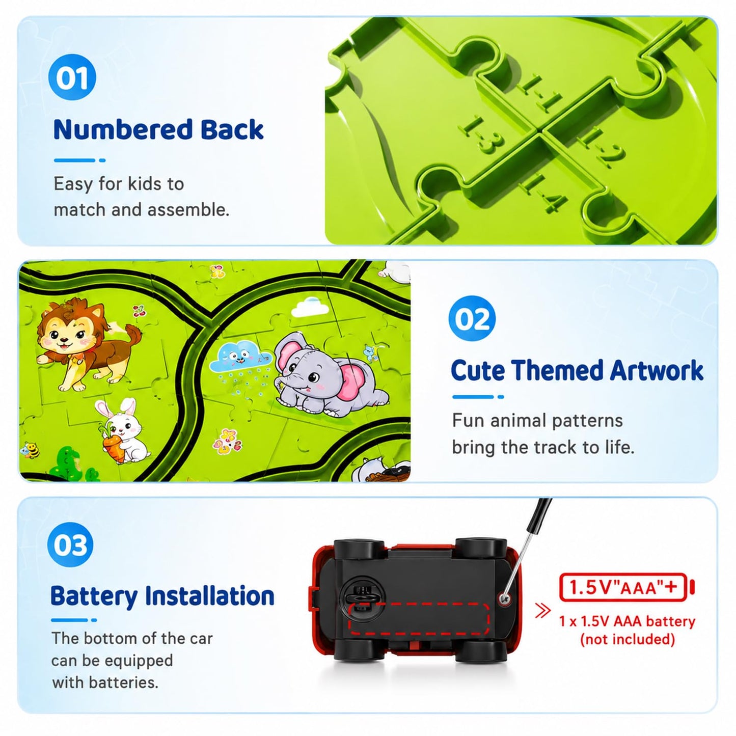 Beby Buty 64PCS Puzzle Race Track Car Set for Kids Boys, Floor Puzzle Tracks Car Toys for Boys Girls Ages 3-5 4-6, Toddler Toys Gifts for 3 4 5 Year Old, Ideal 3 4 5 6 Year Old Birthday Gifts