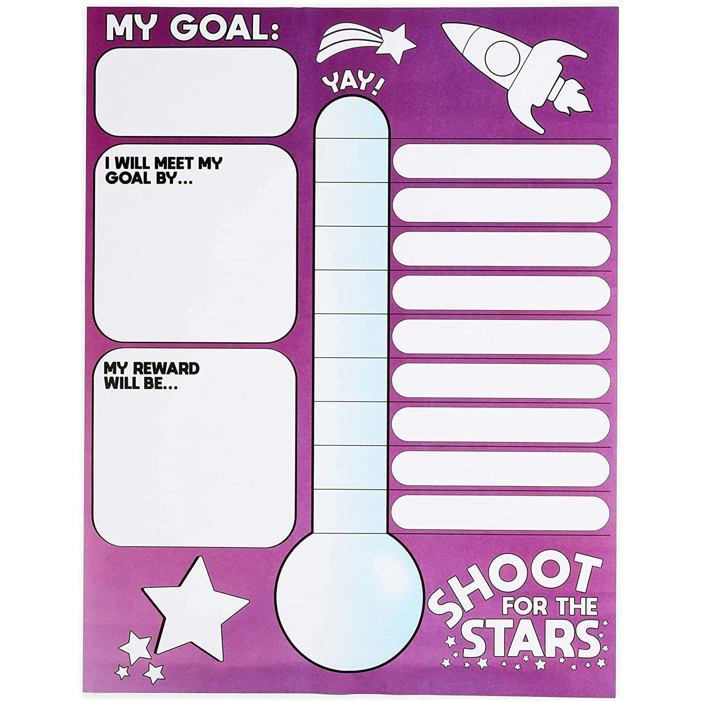 Goal Thermometer Trackers for Classrooms, 6 Pack (17 x 22 in)