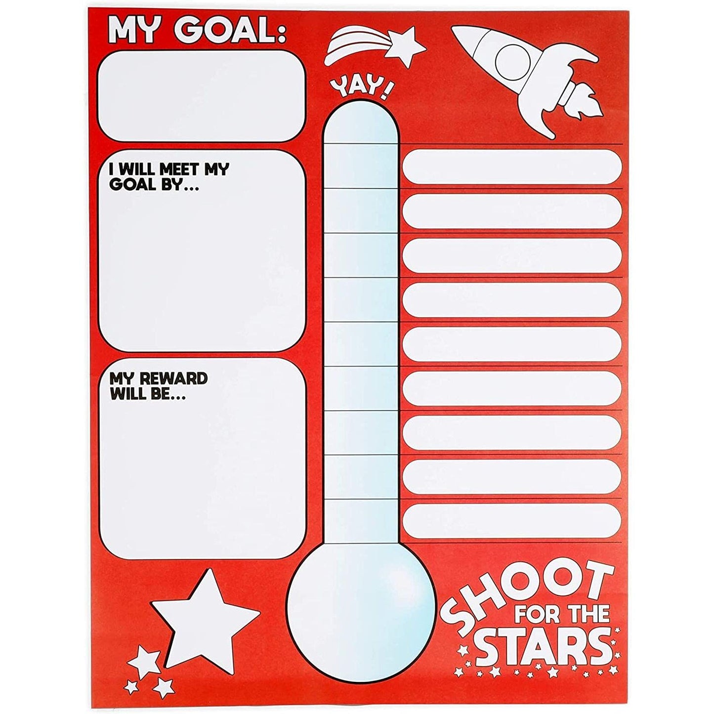 Goal Thermometer Trackers for Classrooms, 6 Pack (17 x 22 in)