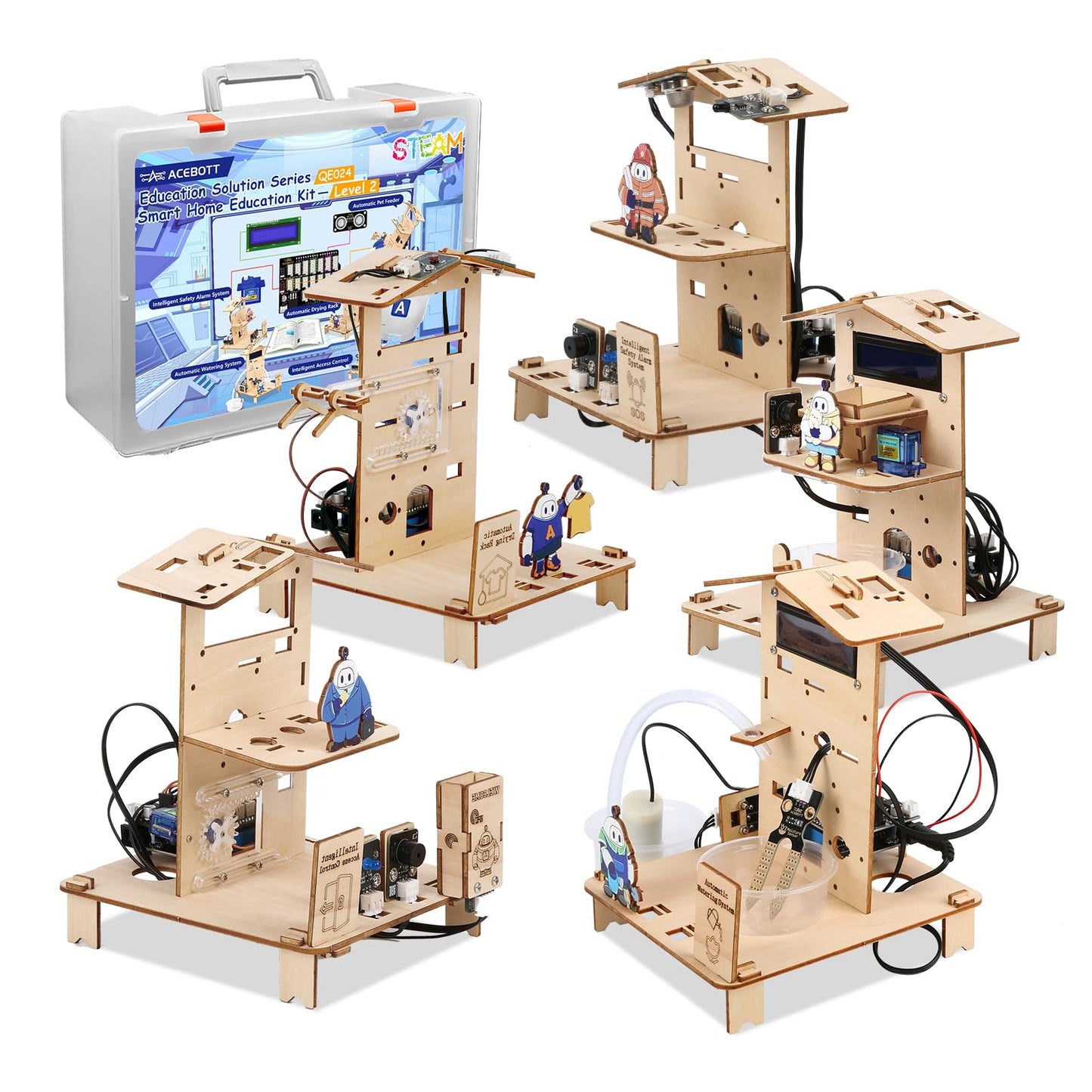 5-in-1 ESP32 STEM Kits for Kids Age 8-12, Wooden 3D Puzzle Toys Smart Home School Educational Science Building Kit for Students, Engineering Model Kits Birthday Gift Craft for Teen Boys Girls